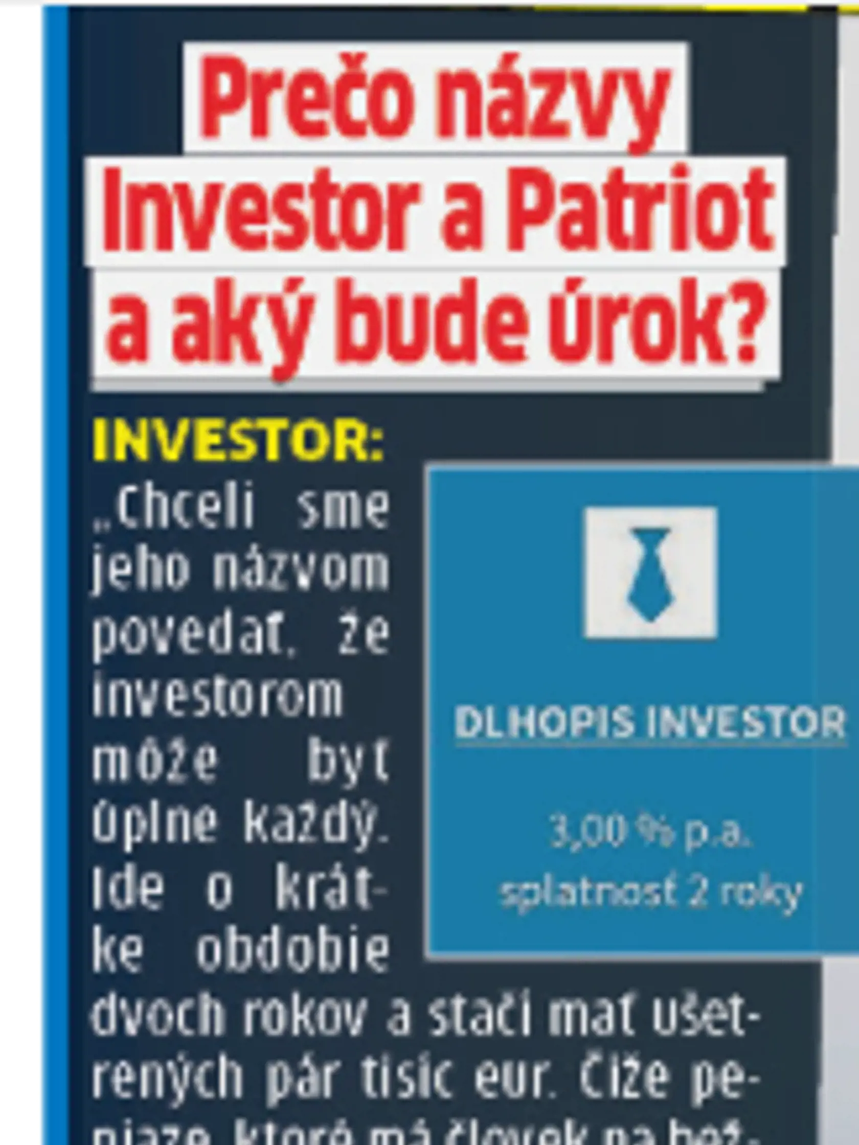 Prečo názov Investor?
