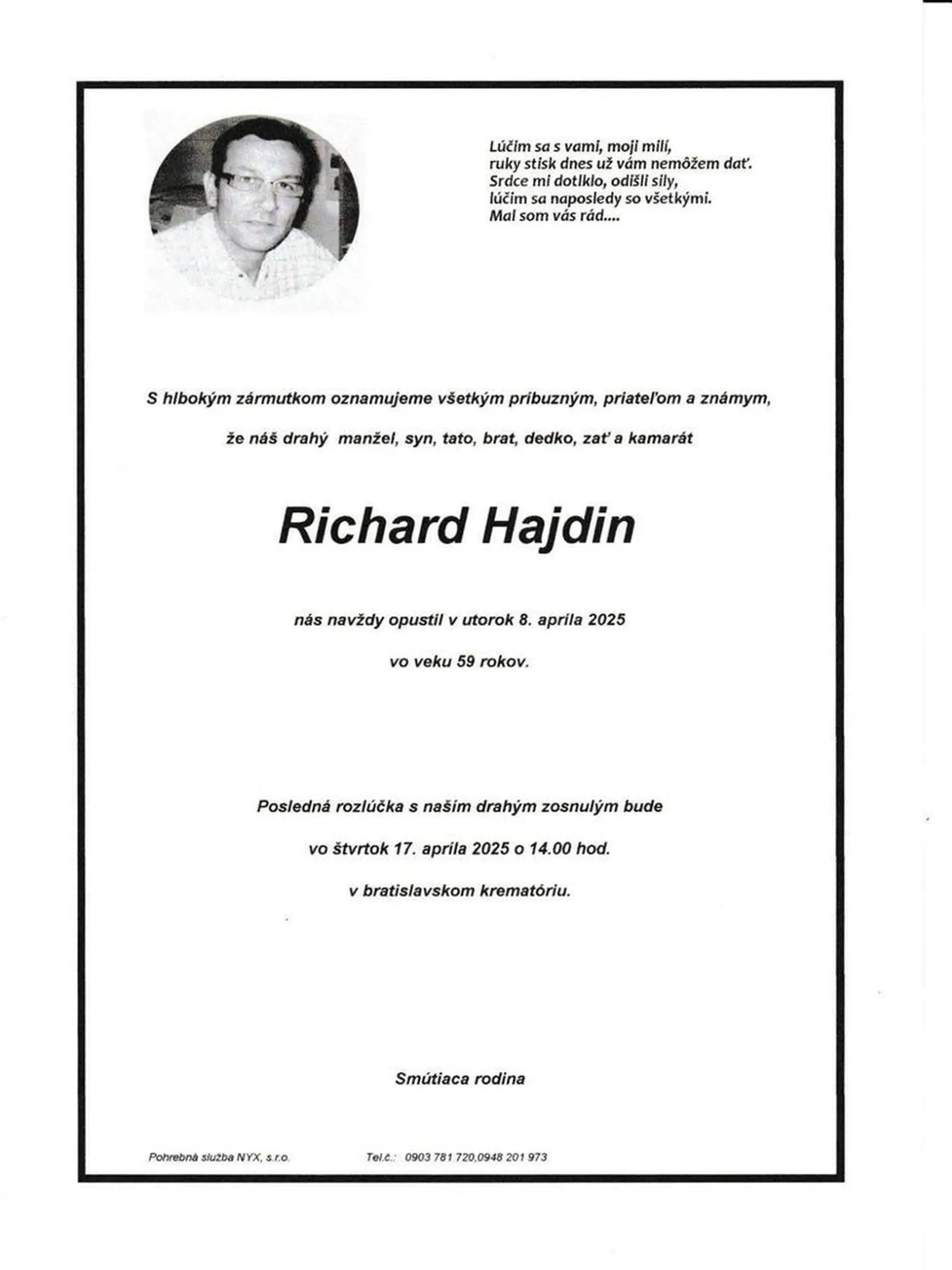 Zomrel zakladateľ Prvého petržalského remeselného pivovaru HOPS, Richard Hajdin