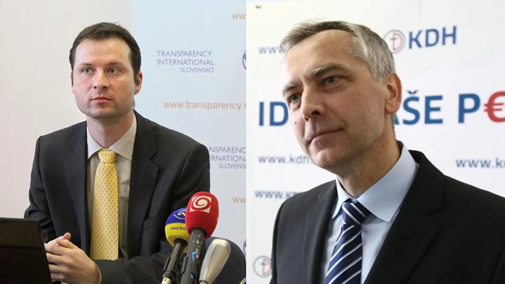 Riaditeľ Transparency International Slovensko Gabriel Šípoš a Ján Figeľ.