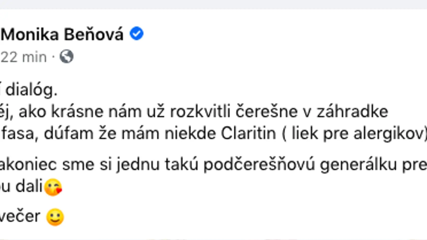 Monika Beňová neskýva romantickú dušu. S partnerom Ľubomírom už stihli bozk pod rozkvitnutou čerešňou, a to ešte v apríli!