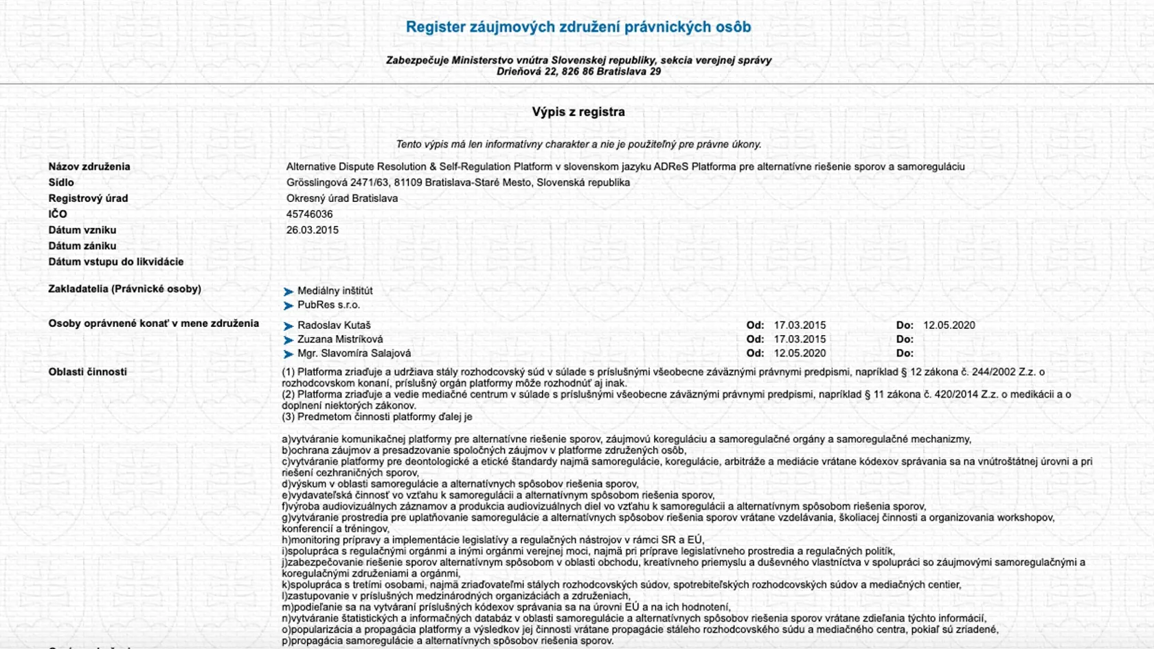PubRes s.r.o. zainteresované osoby