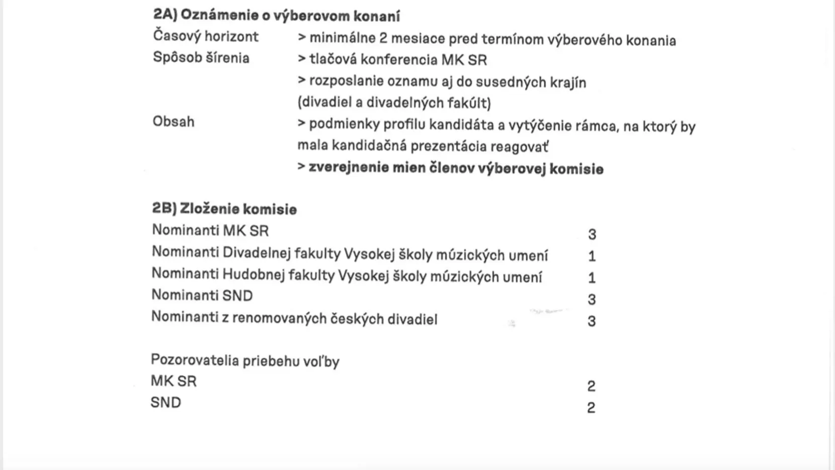 Výzva Slovenského národného divadla, ktorou chcú zamestnanci zabezpečiť výberové konanie.