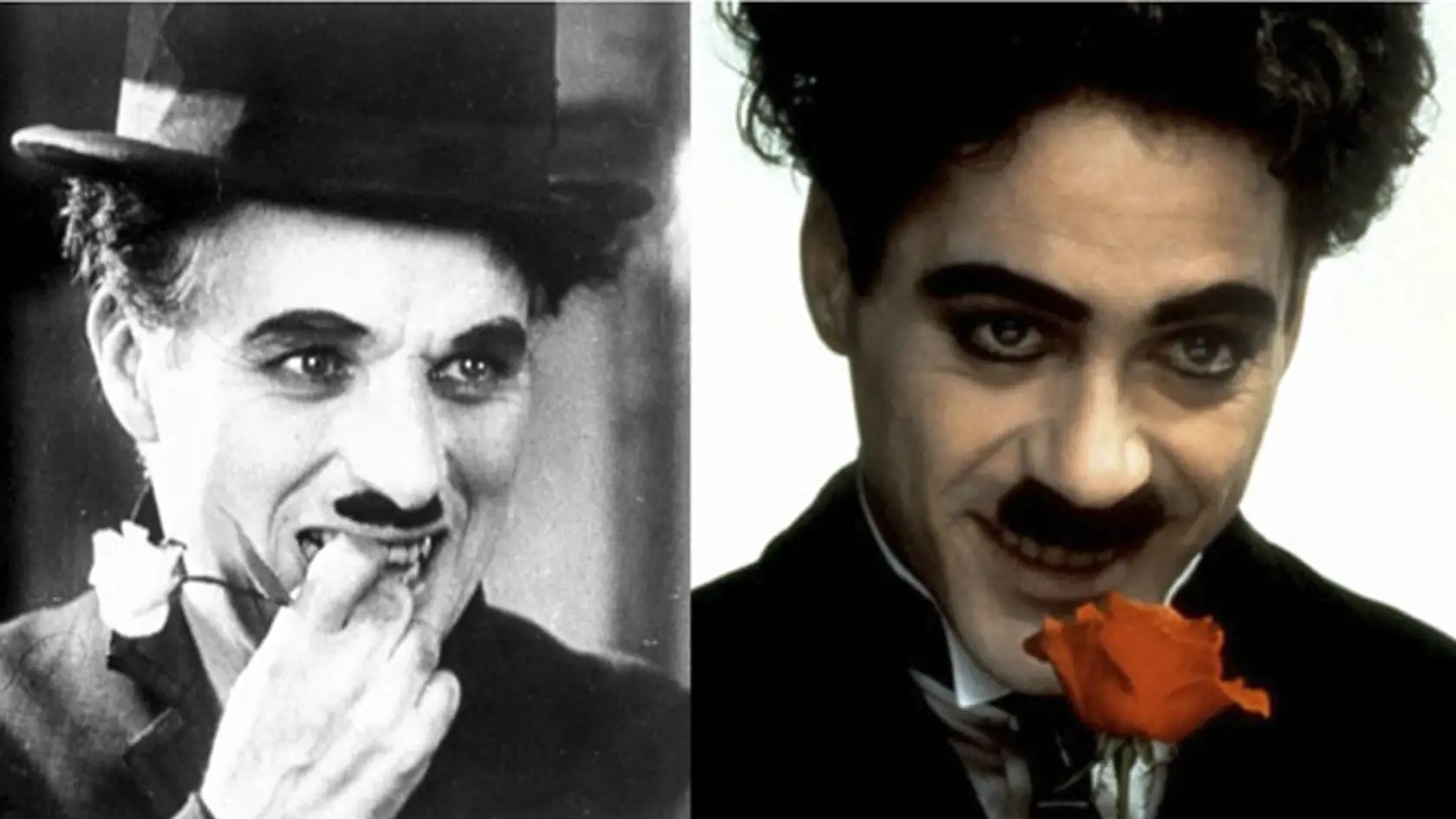 Robert Downey Jr. ako Charlie Chaplin vo filme Chaplin, 1992