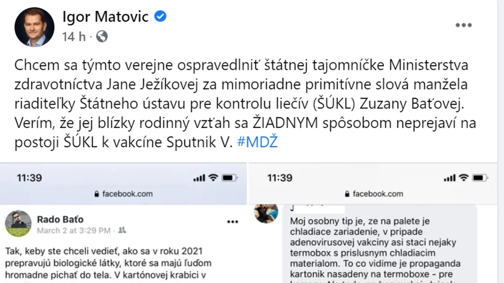 Statusy Igora Matoviča, v ktorých pravidelne na niekoho útočí.