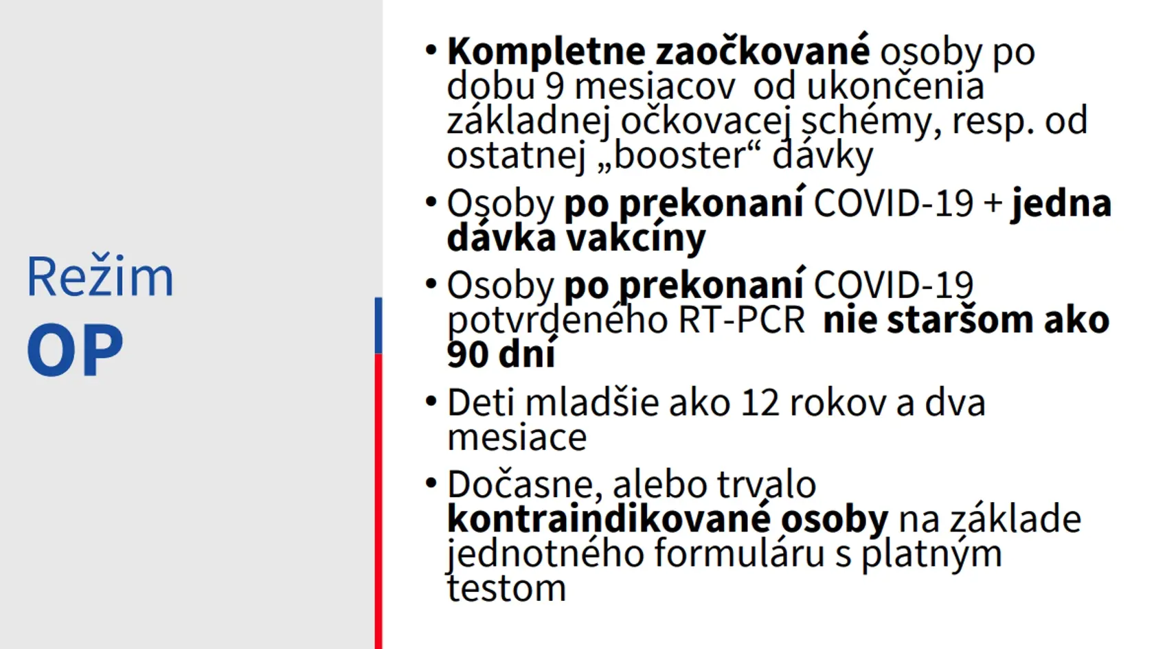 Odteraz už nebudú opatrenia platiť podľa situácie v okrese, ale od toho, či ste očkovaní, prekonali ste covid, máte negatívny test alebo nič z toho.