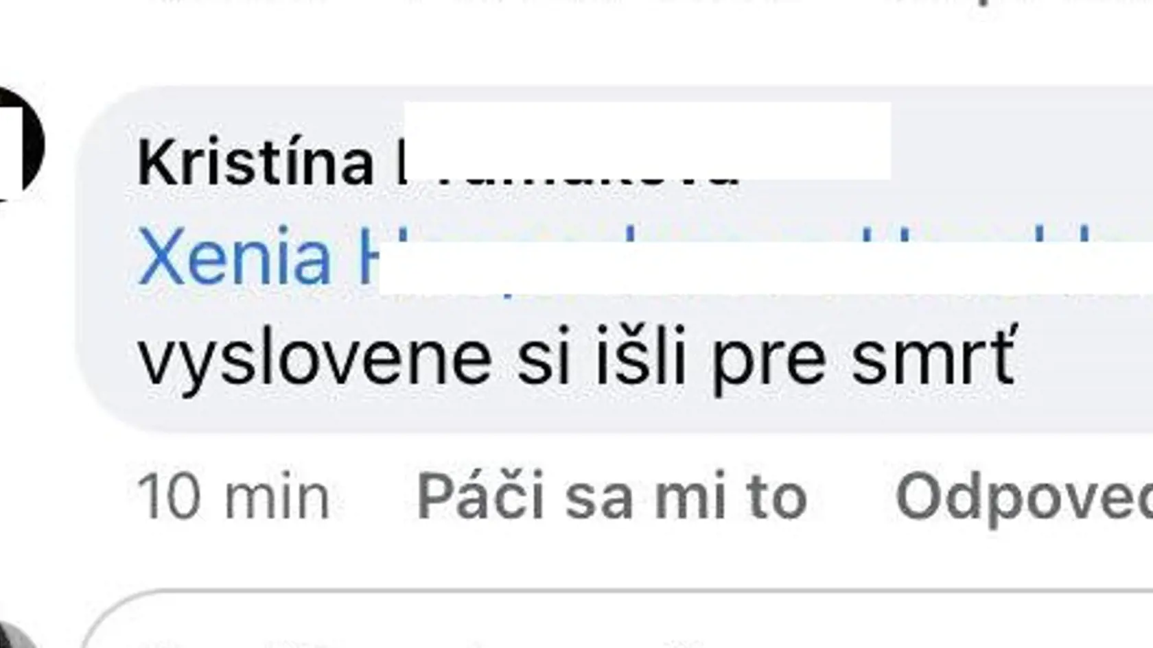 Komentár z facebooku.facebook
