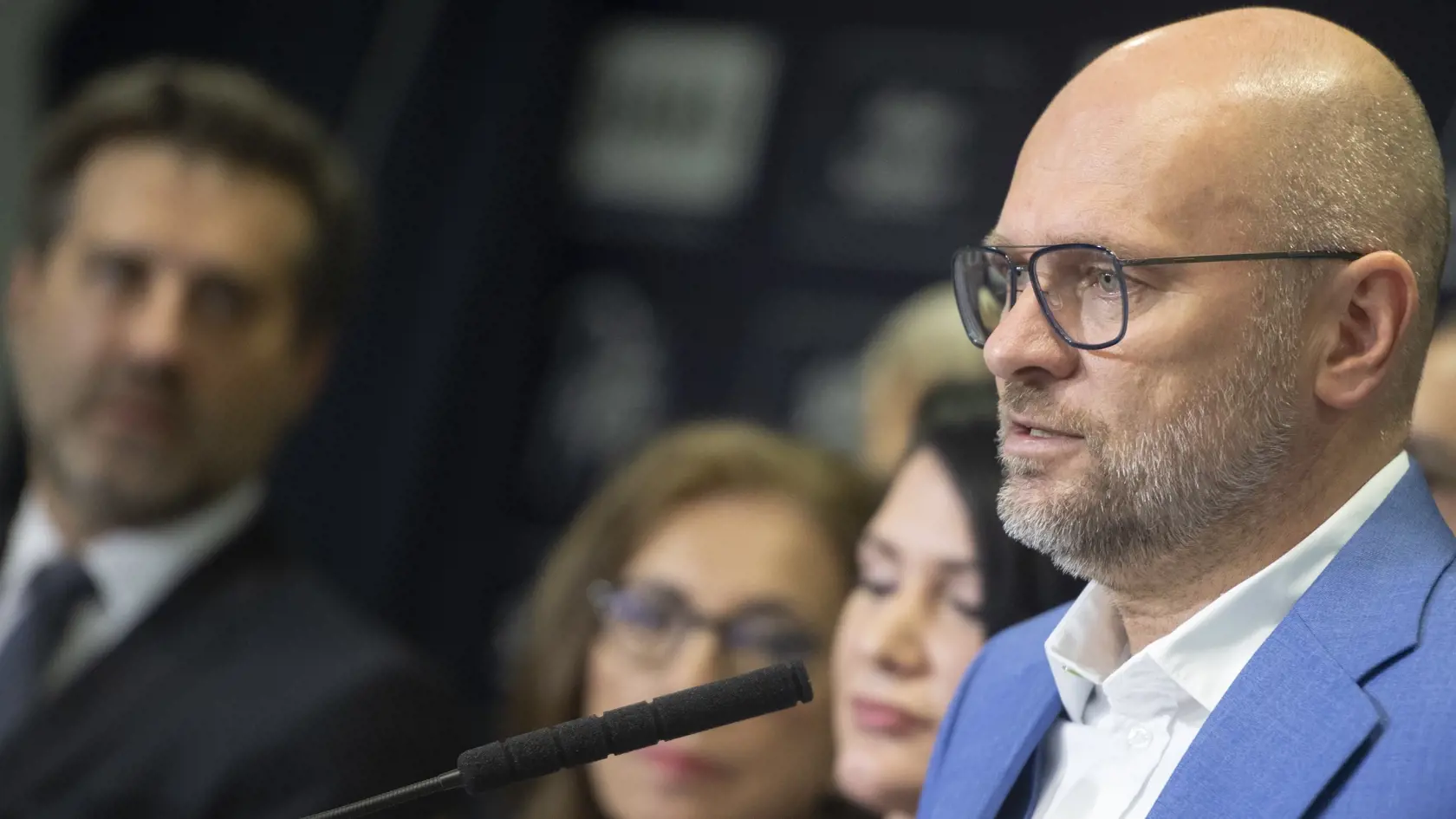 Na snímke predseda politickej strany Sloboda a Solidarita (SaS) Richard Sulík počas tlačovej konferencie, na ktorej oznámil odchod z postu funkcie predsedu SaS po kongrese strany, ktorý sa bude konať v marci 2024. Bratislava, 23. októbra 2023. FOTO TASR - Martin Baumann