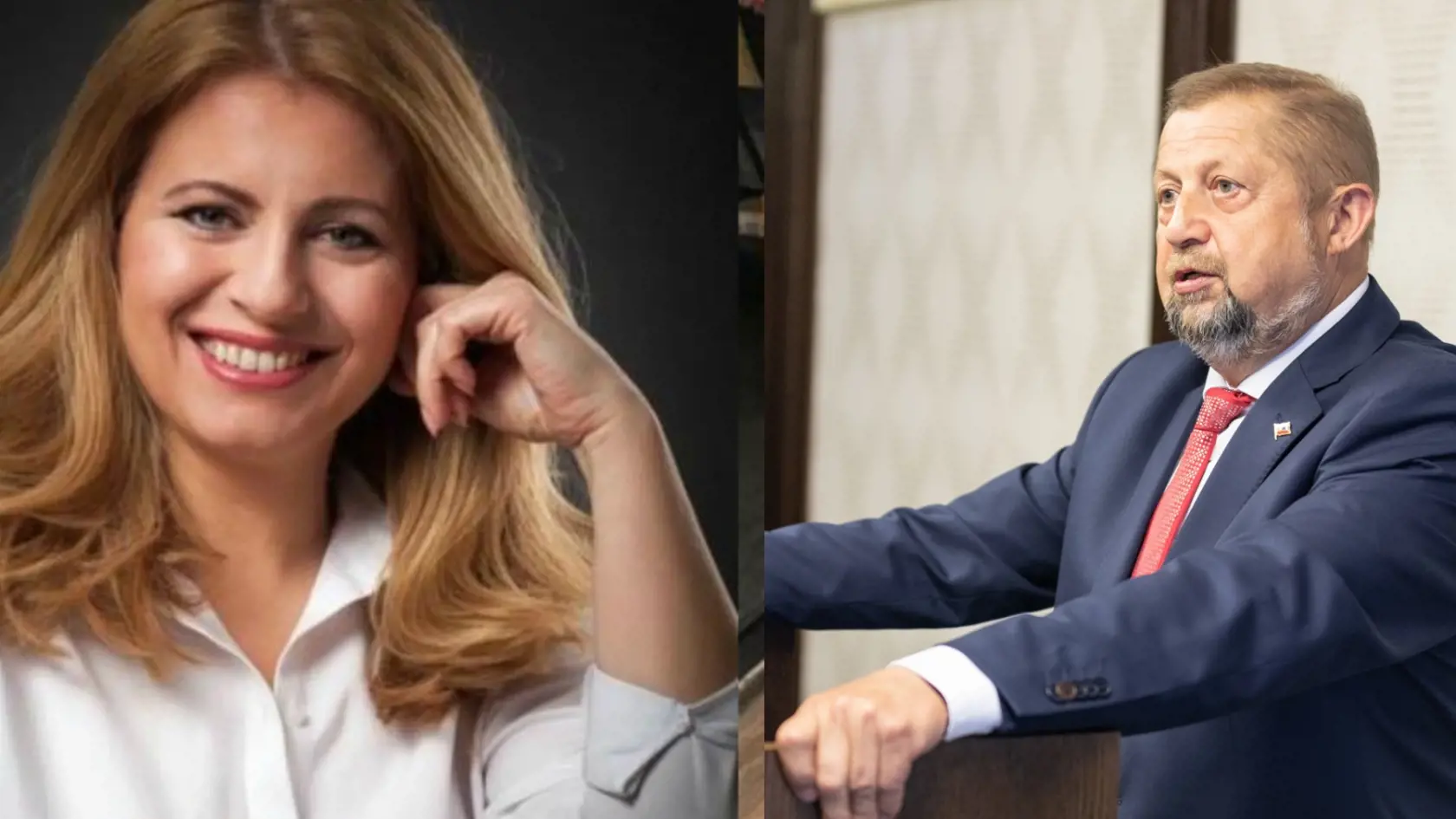 Budúca prezidentka Zuzana Čaputová a neúspešný prezidentský kandidát Štefan Harabin.