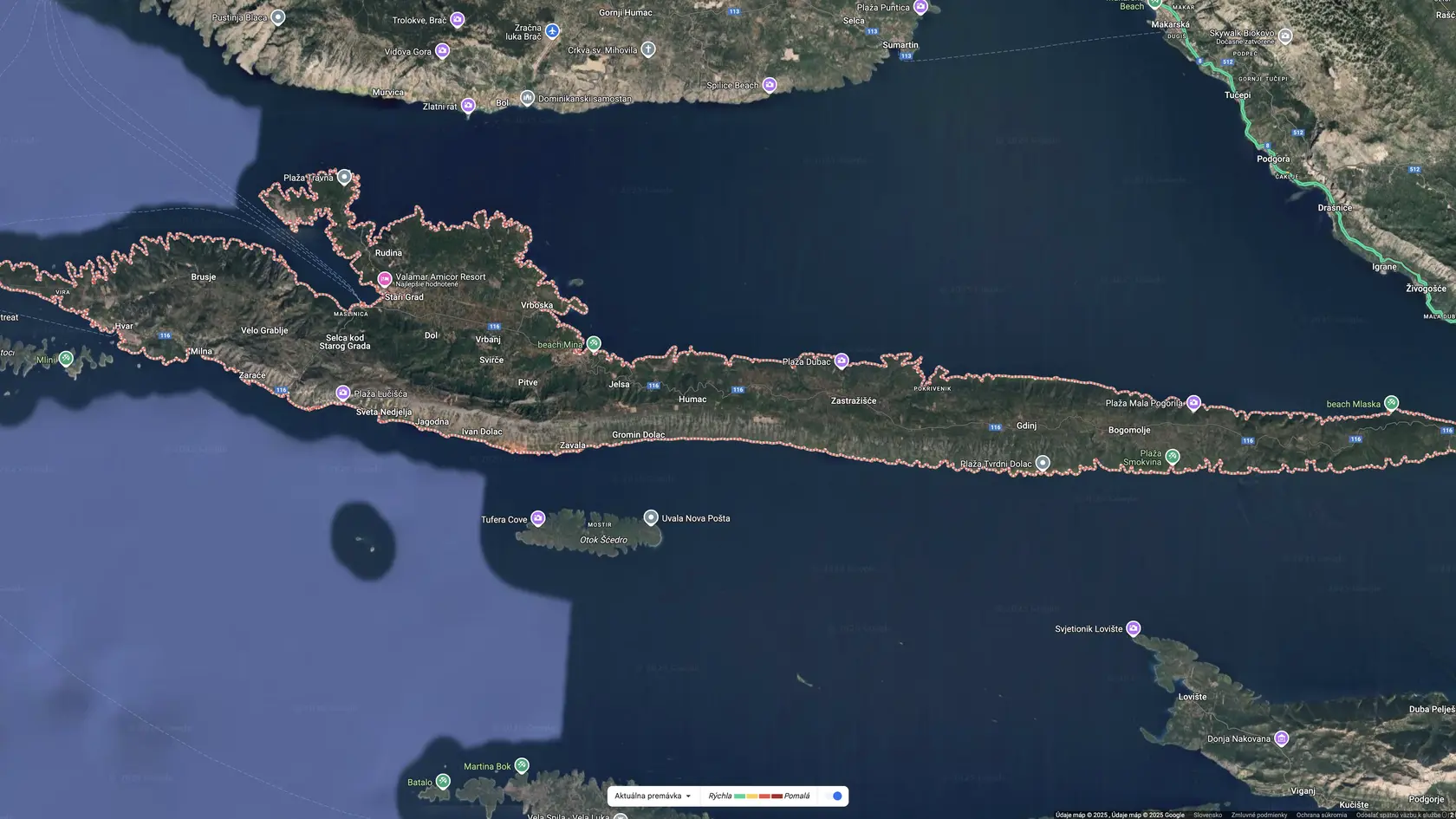 Hvar z vesmíru v noci.