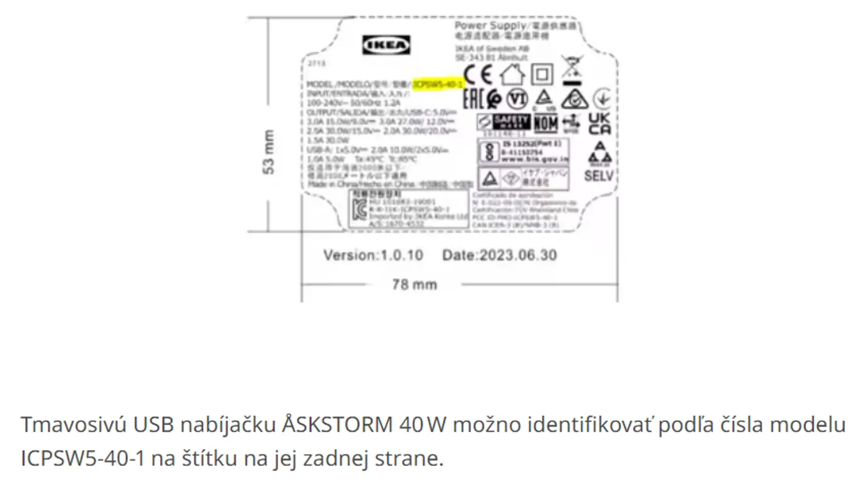 IKEA sťahuje z trhu USB nabíjačku ÅSKSTORM 40 W z dôvodu nebezpečenstva popálenia a úrazu elektrickým prúdom