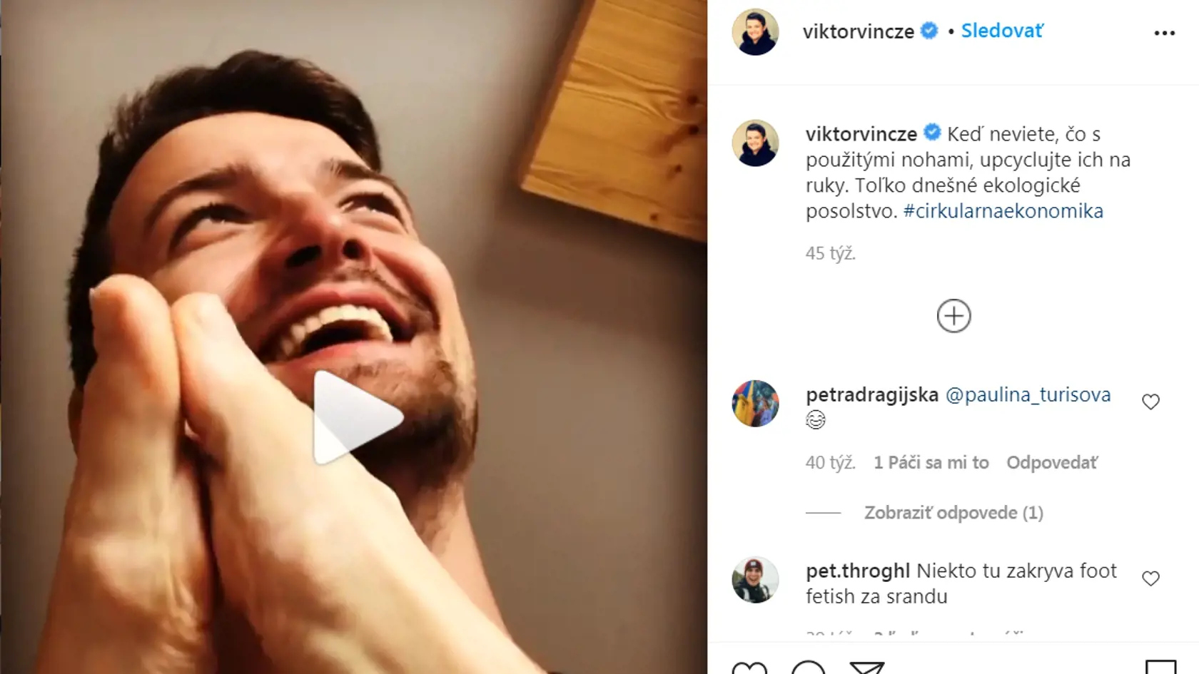 Toto je obrázok z videa, ktoré pred rokom zverejnil Viktor na svojej sociálnej sieti