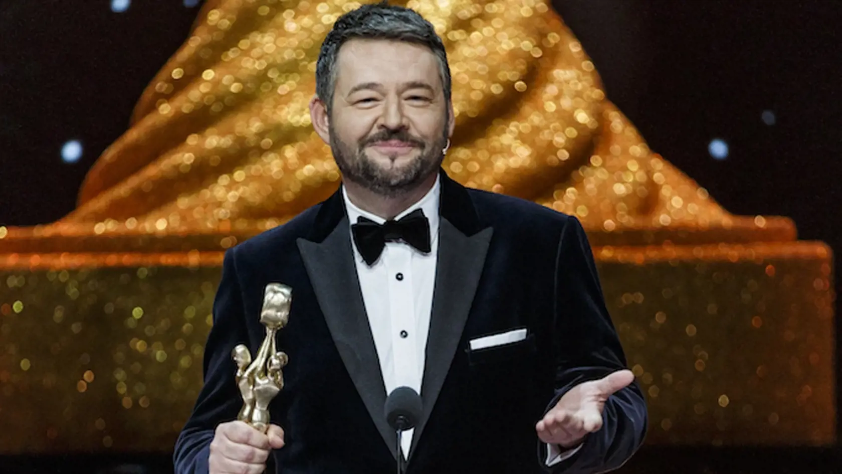 Na snímke Michal Hudák počas priameho prenosu z galavečera OTO 2019.