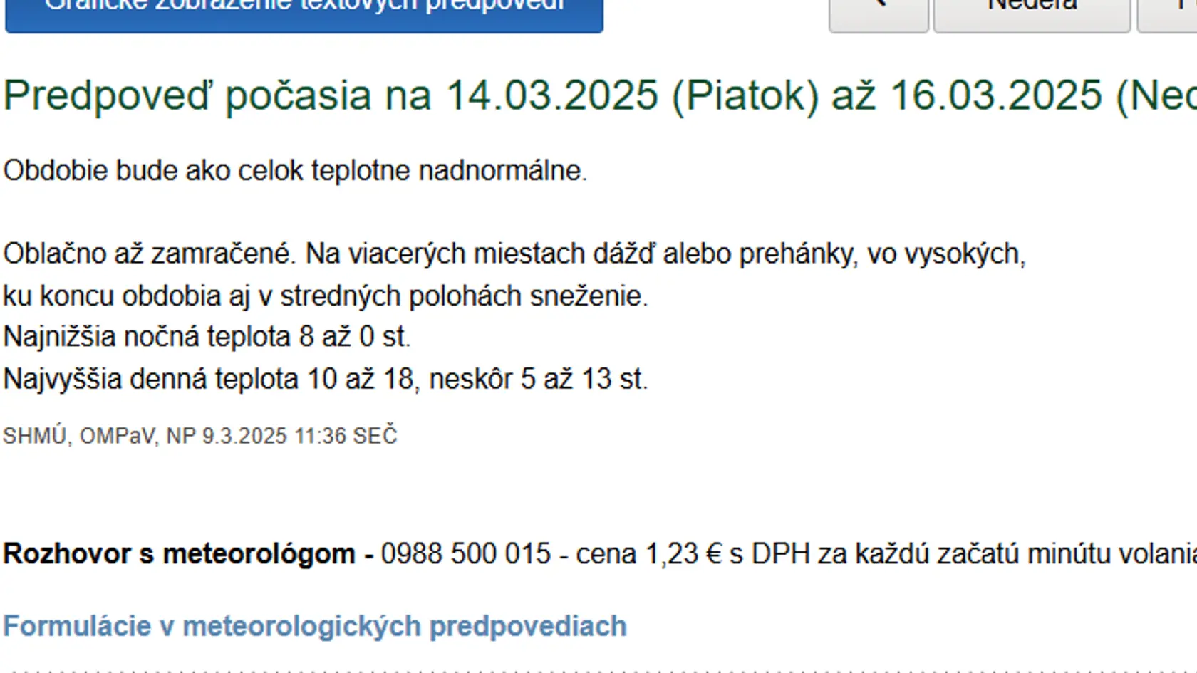 Predpoveď SHMÚ: Aké bude počasie počas najbližších dní?