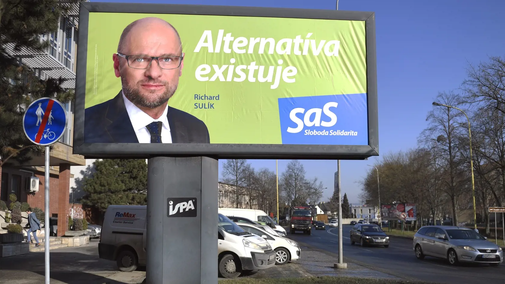 Na snímke volebný bilboard strany SaS v Košiciach 30. januára 2020.