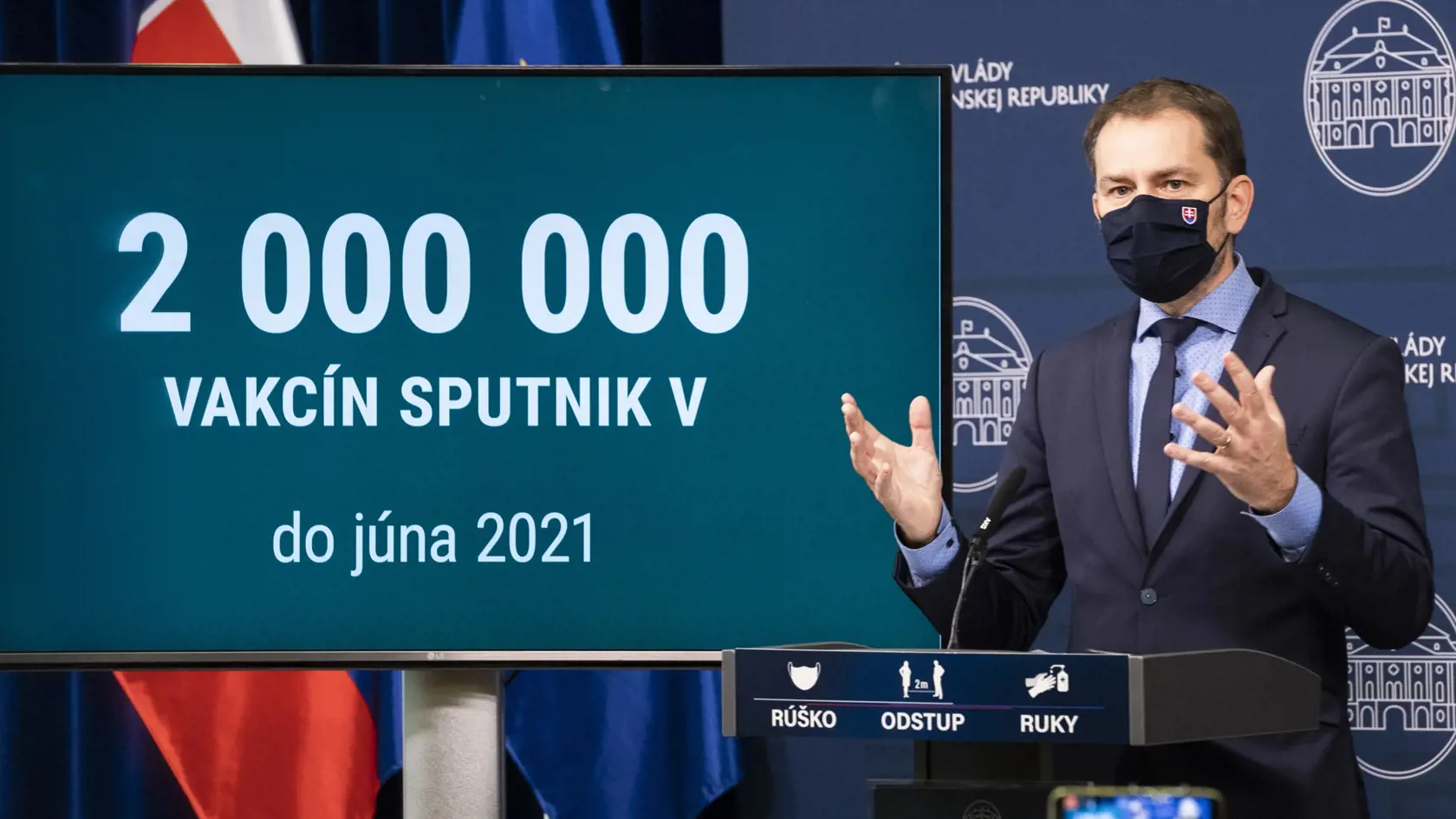 Na snímke expredseda vlády SR Igor Matovič počas tlačovej konferencie na tému Sputnik V v Bratislave v piatok 19. februára 2021.