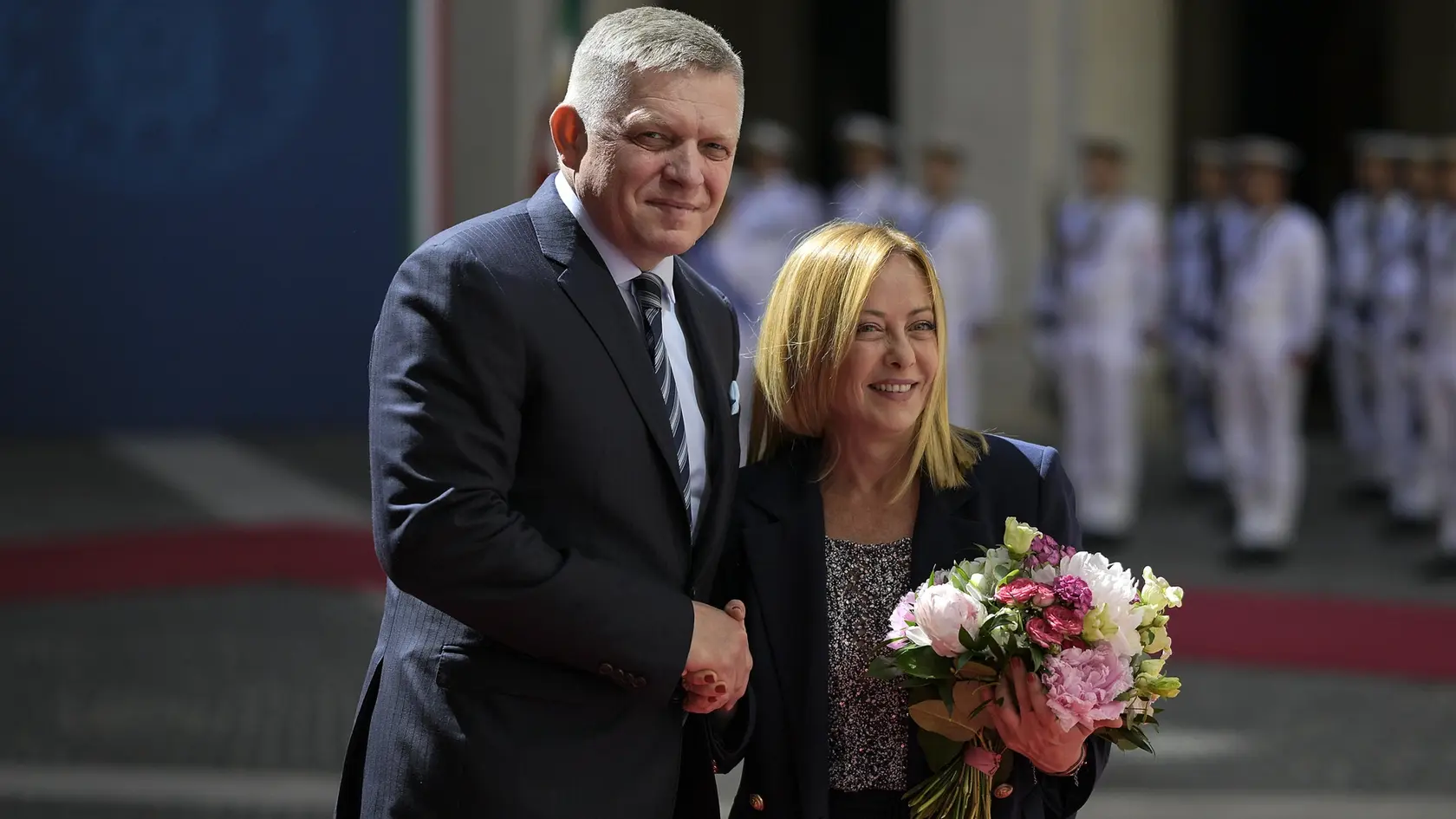 KK38 Rím - Slovenský premiér Robert Fico a talianska premiérka Giorgia Meloniová počas stretnutia v Ríme v utorok 3. júna 2025.