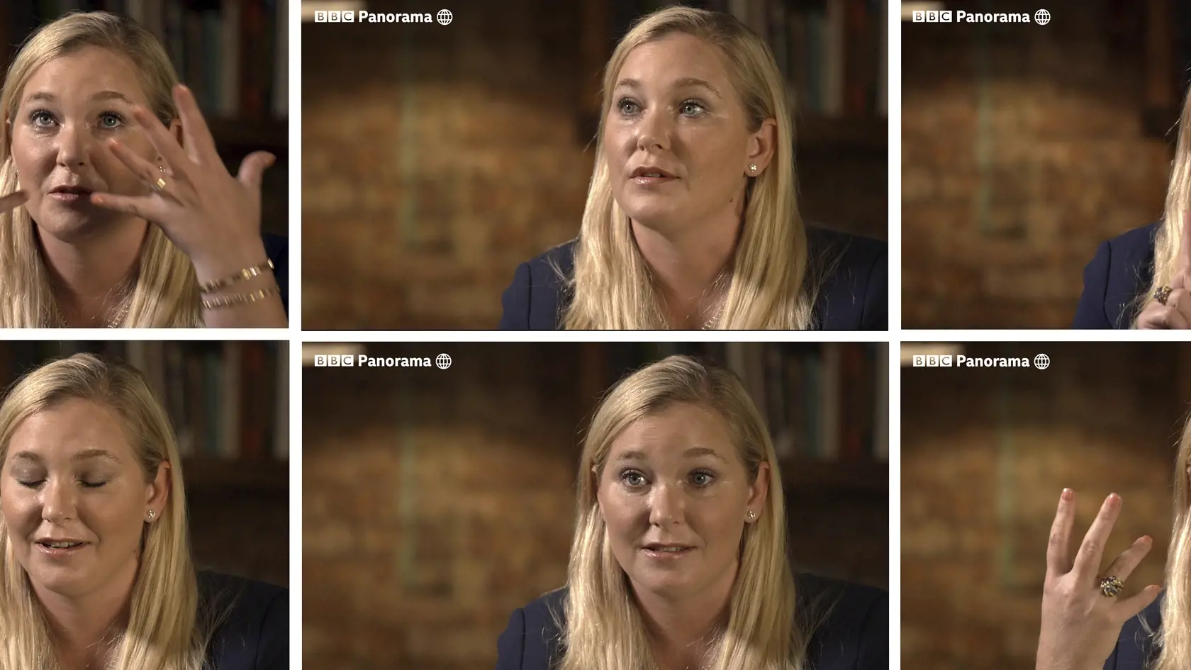 Američanka Virginia Giuffreová počas rozhovoru pre televíziu BBC.