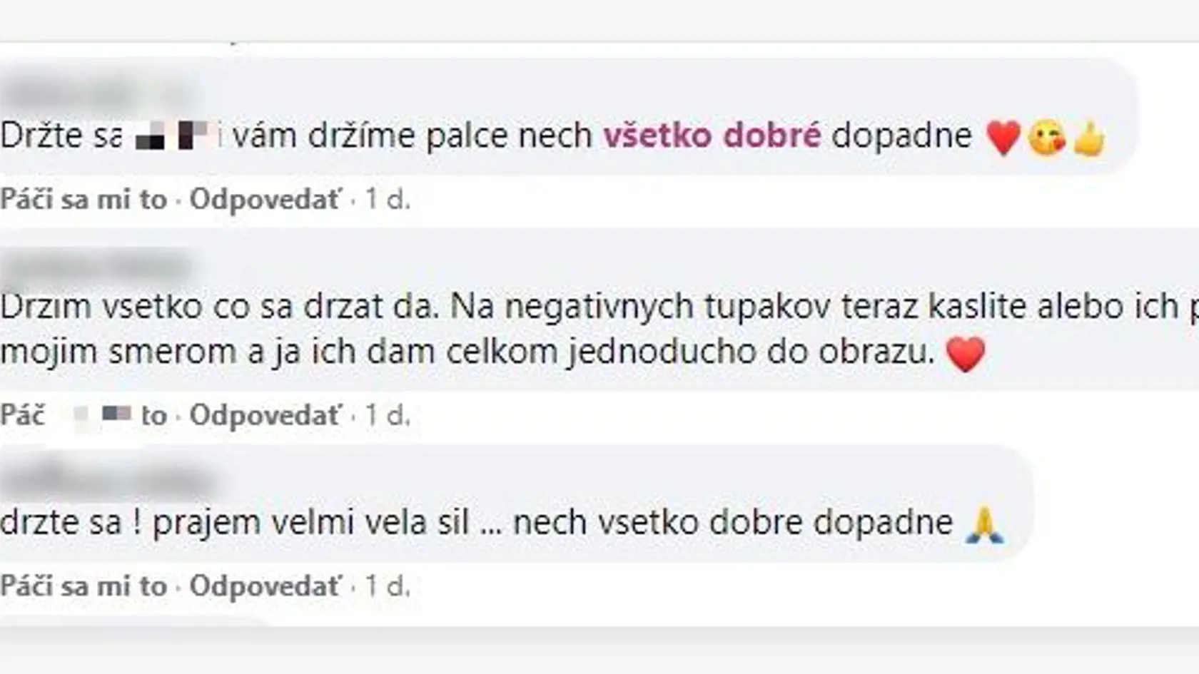 Komentáre ľudí, čo sledujú Sebinkov príbeh na sociálnej sieti.