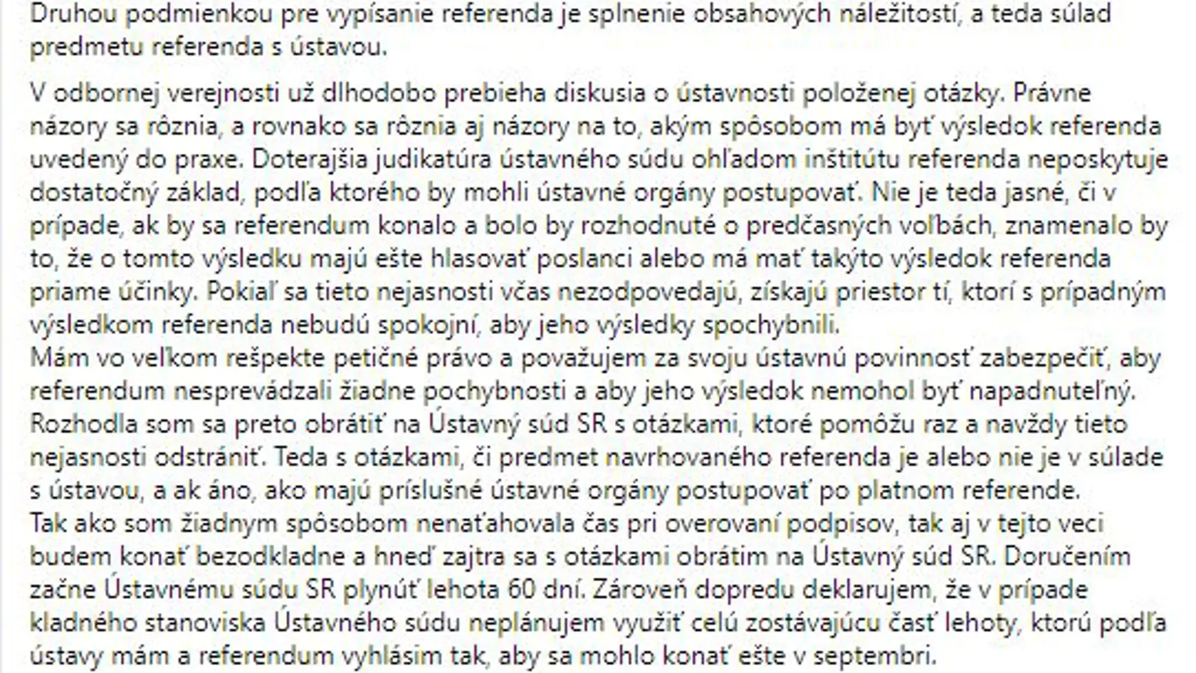 Prezidentka Zuzana Čaputová vysvetlila dôvody, pre ktoré sa rozhodla referendum vypísať, ale až po rozhodnutí Ústavného súdu. Časť 2 zo 4.