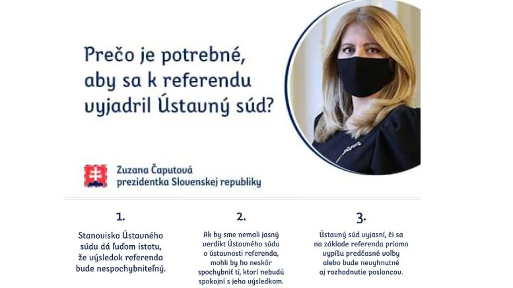 Prezidentka Zuzana Čaputová vysvetlila dôvody, pre ktoré sa rozhodla referendum vypísať, ale až po rozhodnutí Ústavného súdu. Časť 4 zo 4.