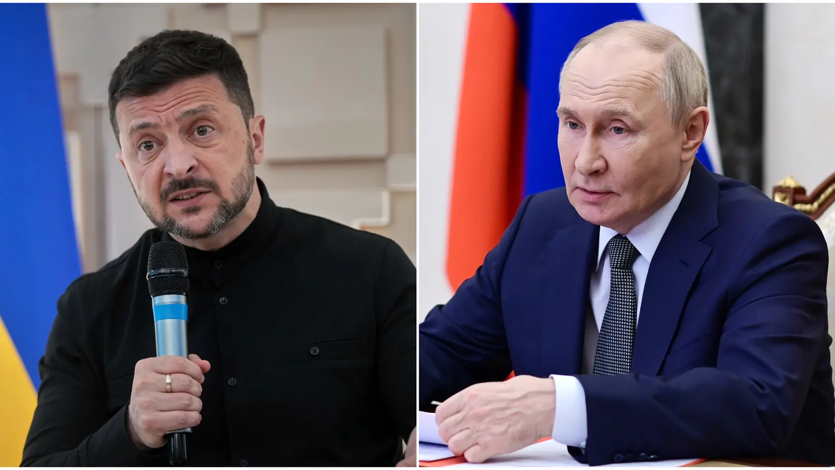 Volodymyr Zelenskyj a Vladimir Putin.