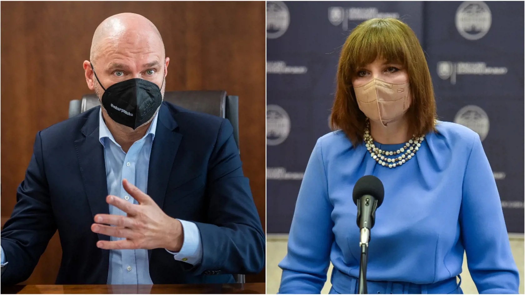 Minister hospodárstva a predseda strany Sloboda a solidarita Richard Sulík (vľavo) a ministerka pre informatizáciu a líderka hnutia Za ľudí Veronika Remišová (vpravo)