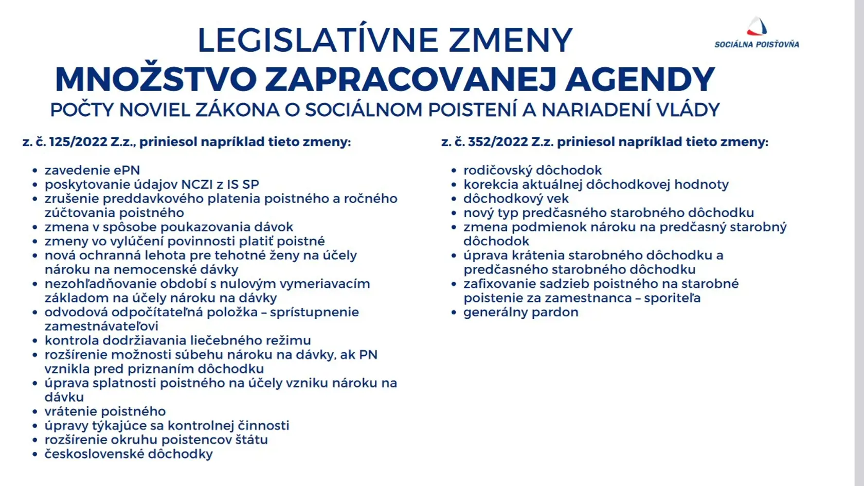 Množstvo zmien, ktoré nastali v posledných rokoch.