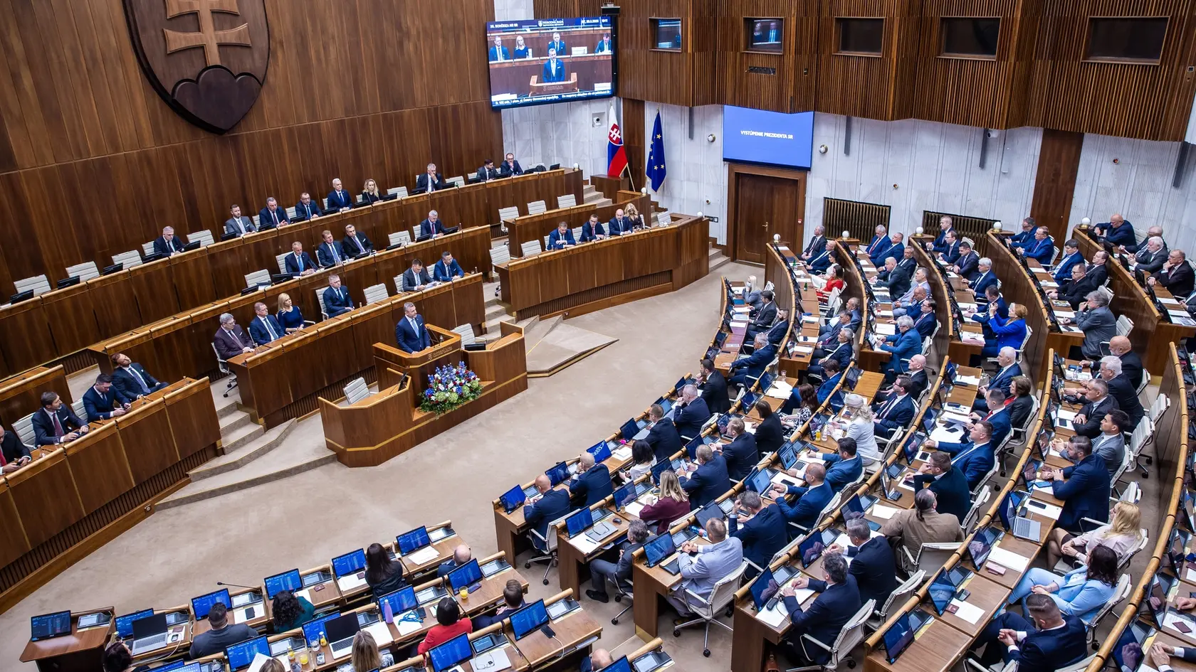 Na snímke Prezident SR Peter Pellegrini, ktorý vystupuje so správou o stave Slovenskej republiky pred poslancami Národnej rady SR v Bratislave.