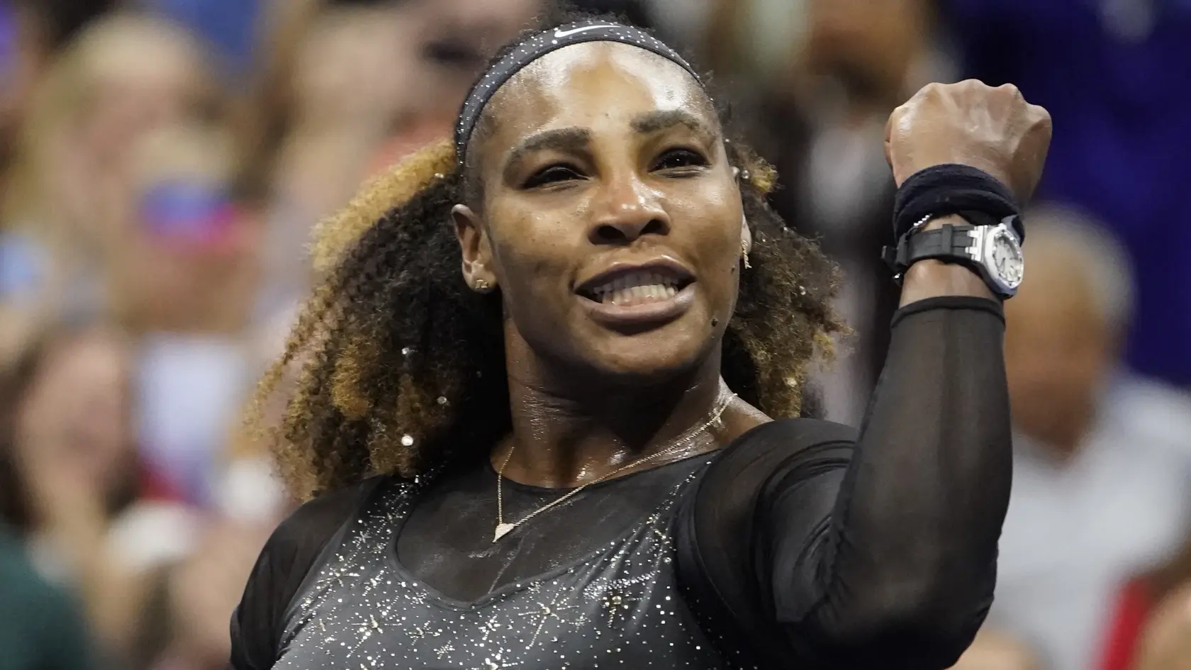 Serena Williamsová na archívnej snímke z 31. augusta 2022 v New Yorku sa teší po víťazstve nad Estónkou Anett Kontaveitovou v 2. kole dvojhry na grandslmovom turnaji US Open.
FILE -Serena Williams, of the United States, reacts after defeating Anett Kontaveit, of Estonia, during the second round of the U.S. Open tennis championships, Aug. 31, 2022, in New York. (AP Photo/John Minchillo, File)
