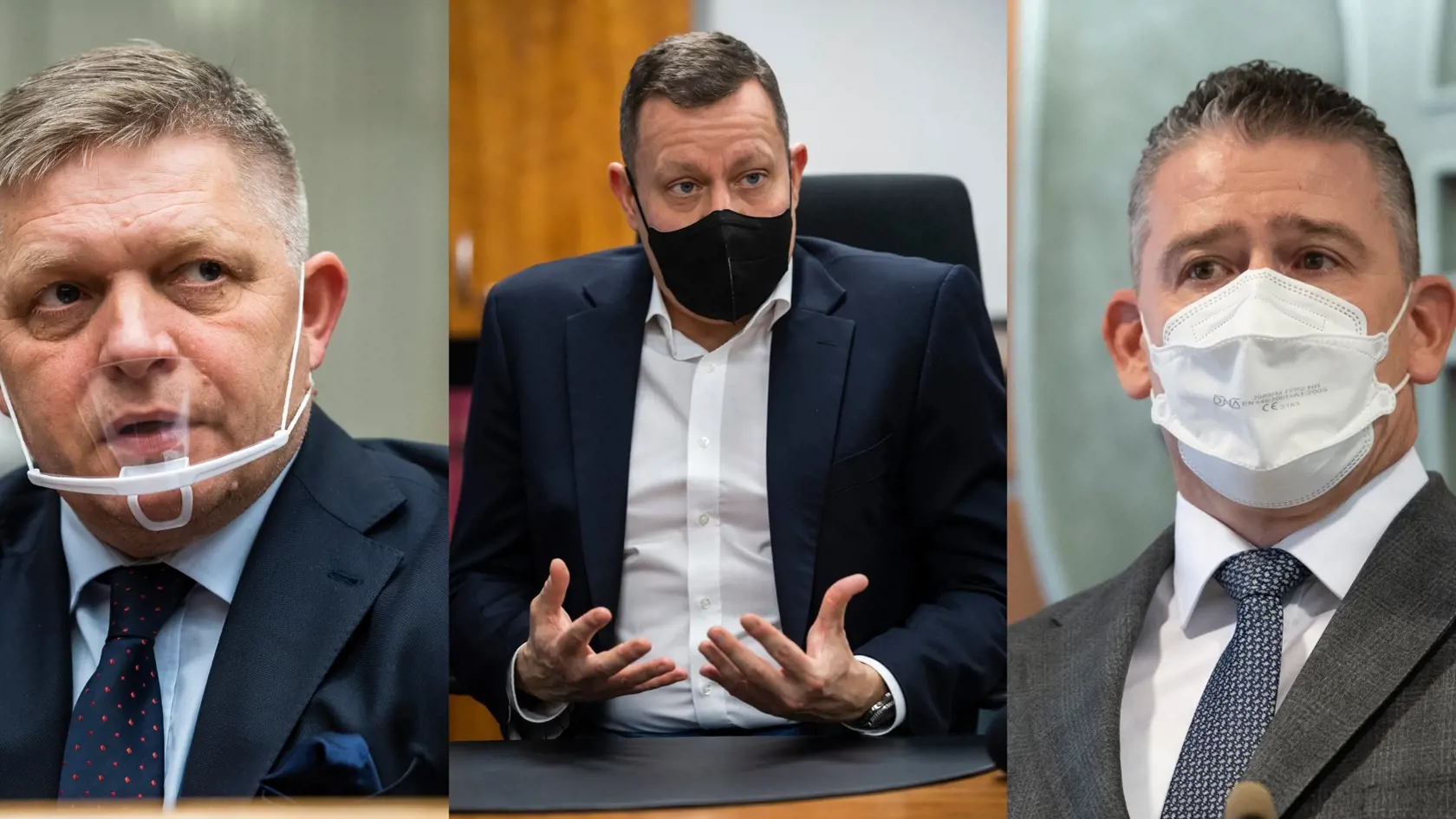 Na snímke Robert Fico, Daniel Lipšic a Roman Mikulec.
