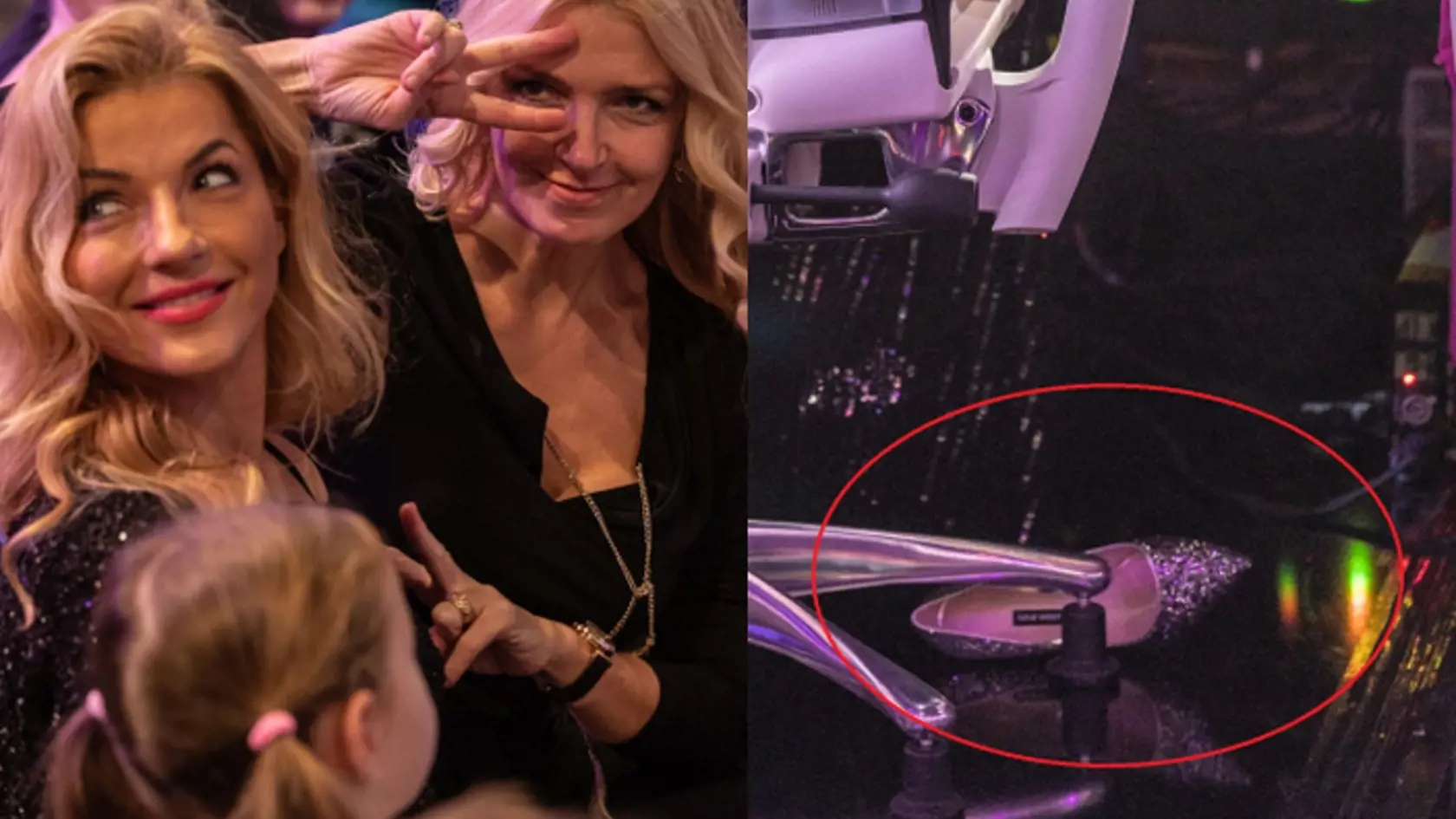 Na finále nechýbala ani Martina Šimkovičová a vpravo pohodená Jandovej strieborná lodička pod stolom.