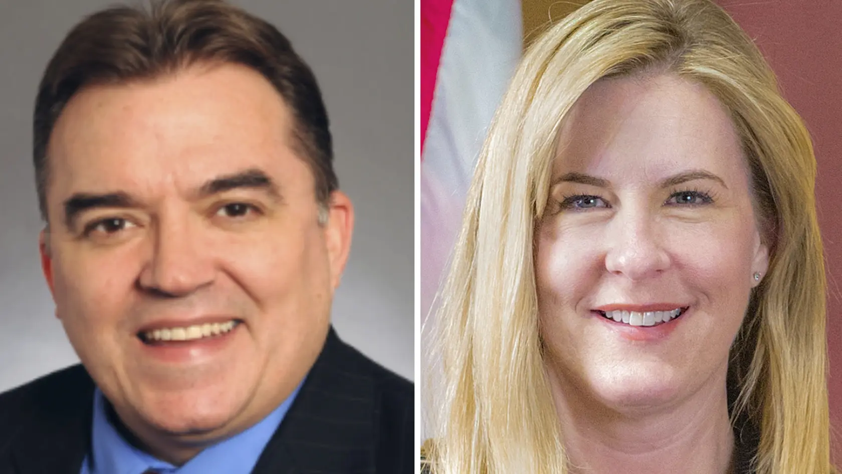 Na kombosnímke senátor štátu Minnesota John Hoffman a Melissa Hortmanová.