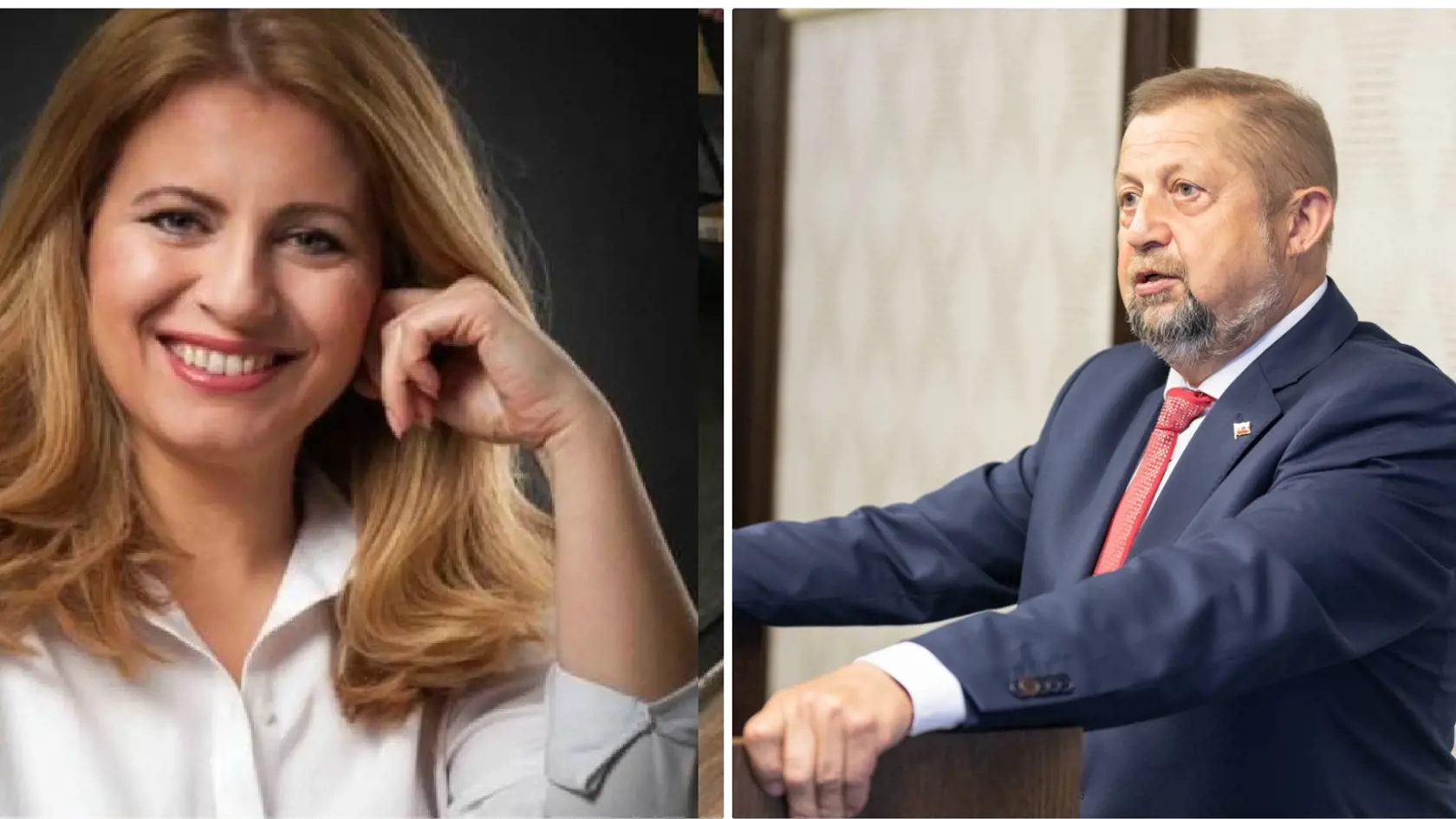 Budúca prezidentka Zuzana Čaputová a neúspešný prezidentský kandidát Štefan Harabin.