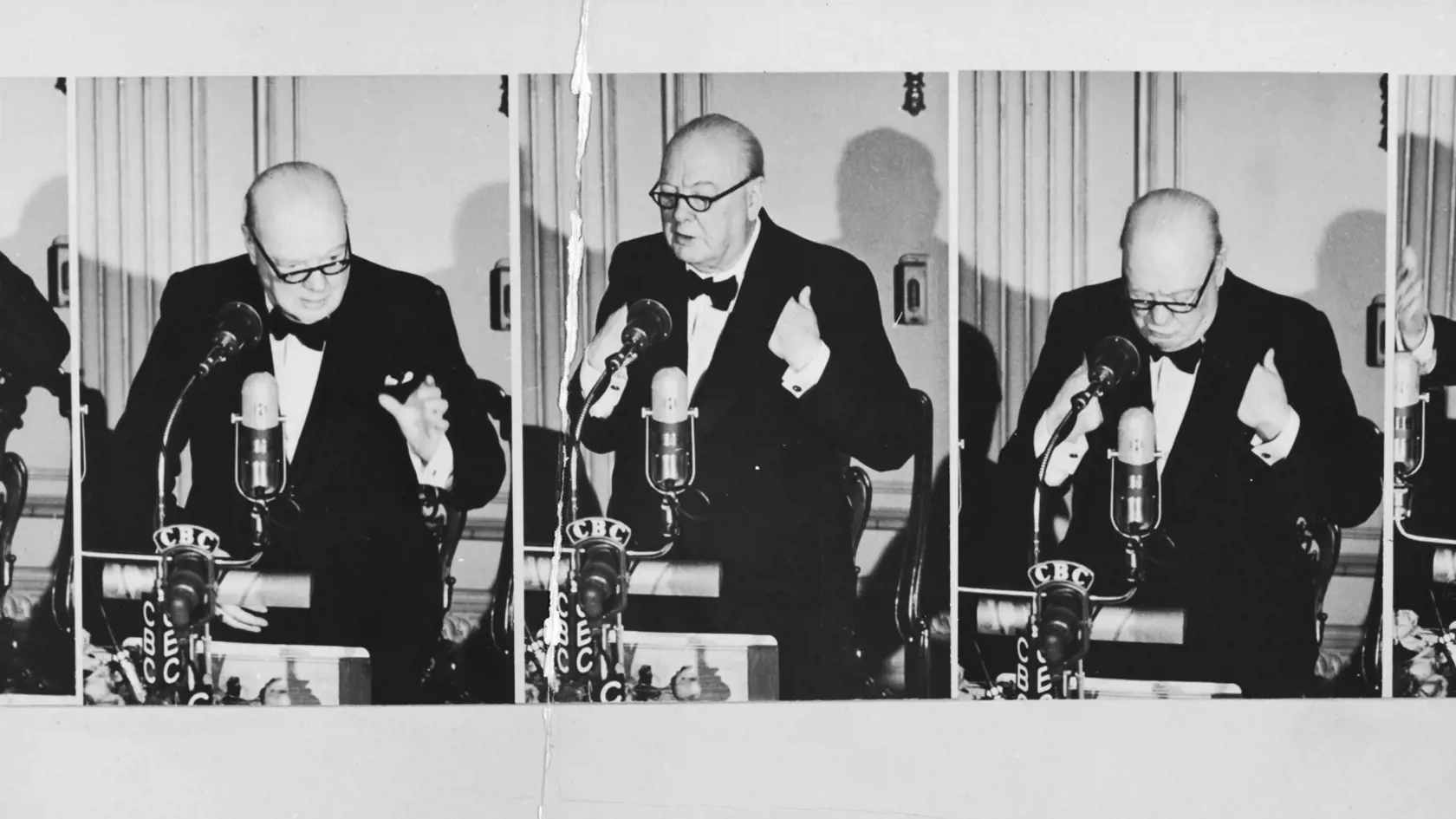 Britský vojnový premiér Winston Churchill počas prejavu: rečnil nielen ústami, ale aj telom.