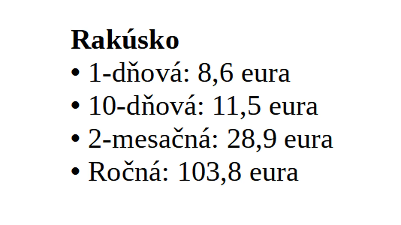 Ceny diaľničných známok pre rok 2025.