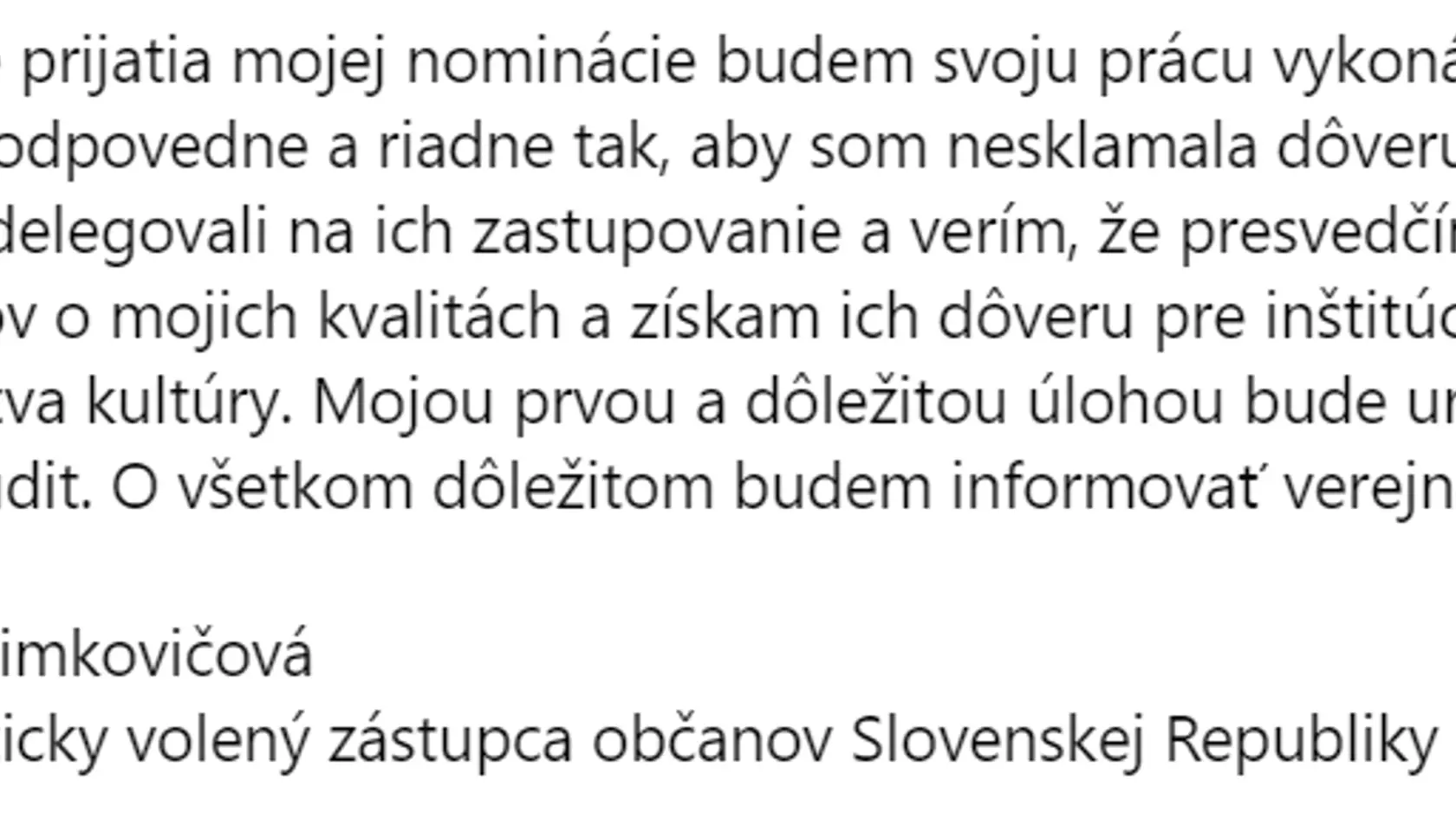 Status Martiny Šimkovičovej