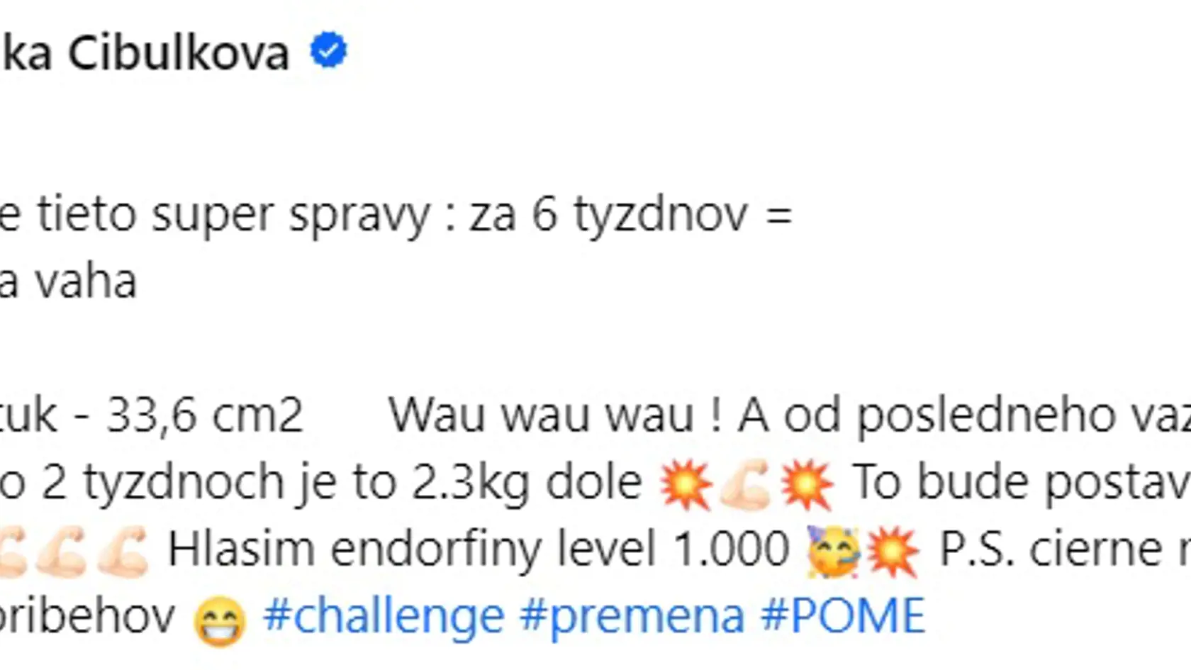 Dominika Cibulková teraz oznámil výsledky po šiestich týždňoch.