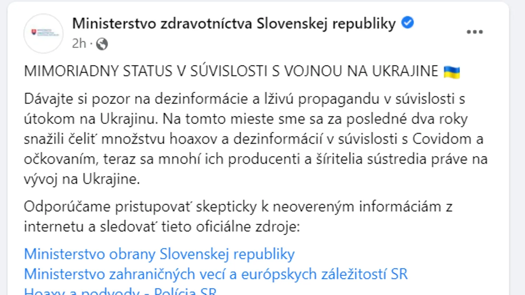 Ministerstvá aj polícia vyzývajú Slovákov, aby neverili dezinformáciám a propagande v súvislosti s vojnou na Ukrajine.