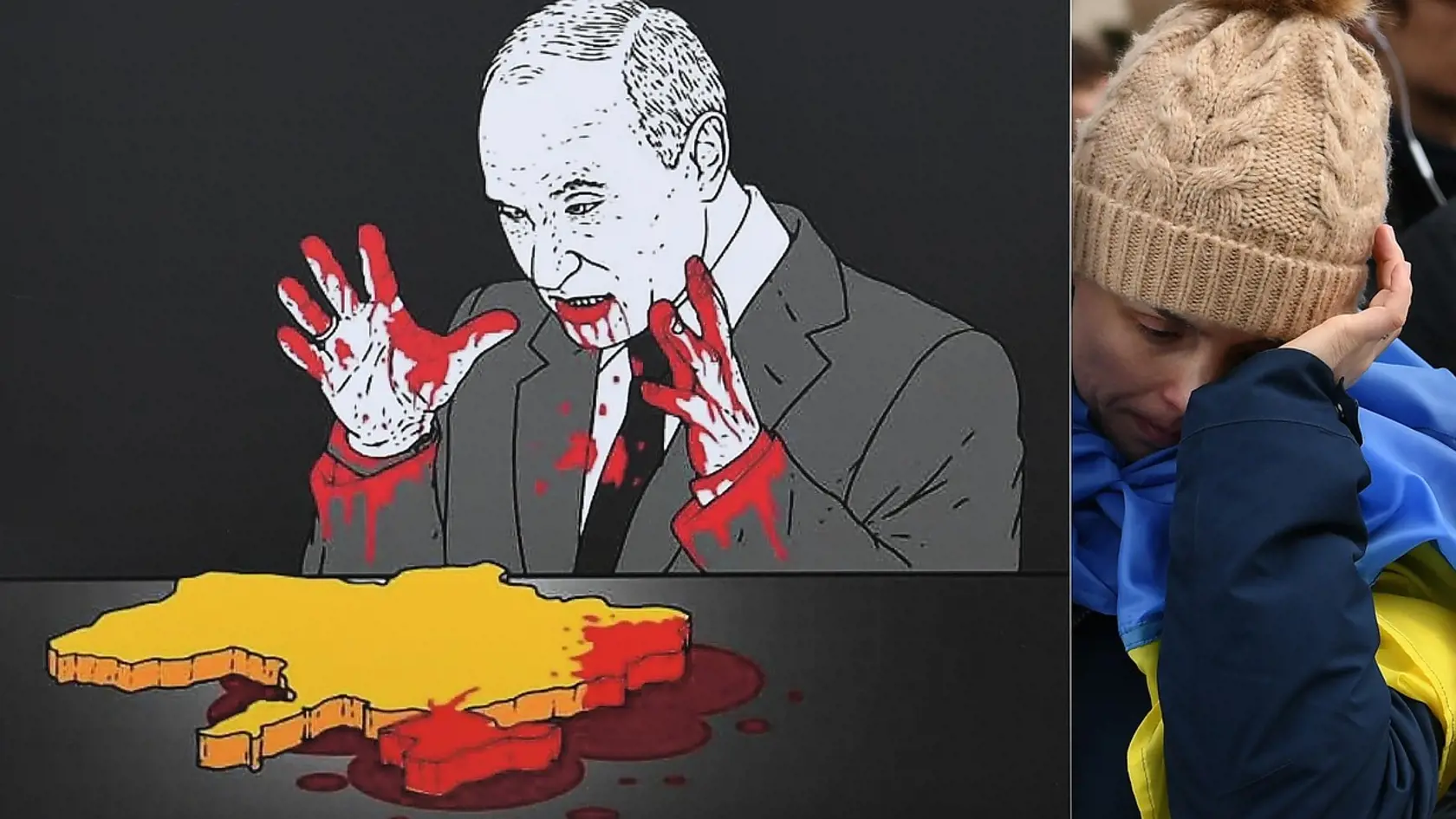 Protesty proti ruskej invázii na Ukrajinu