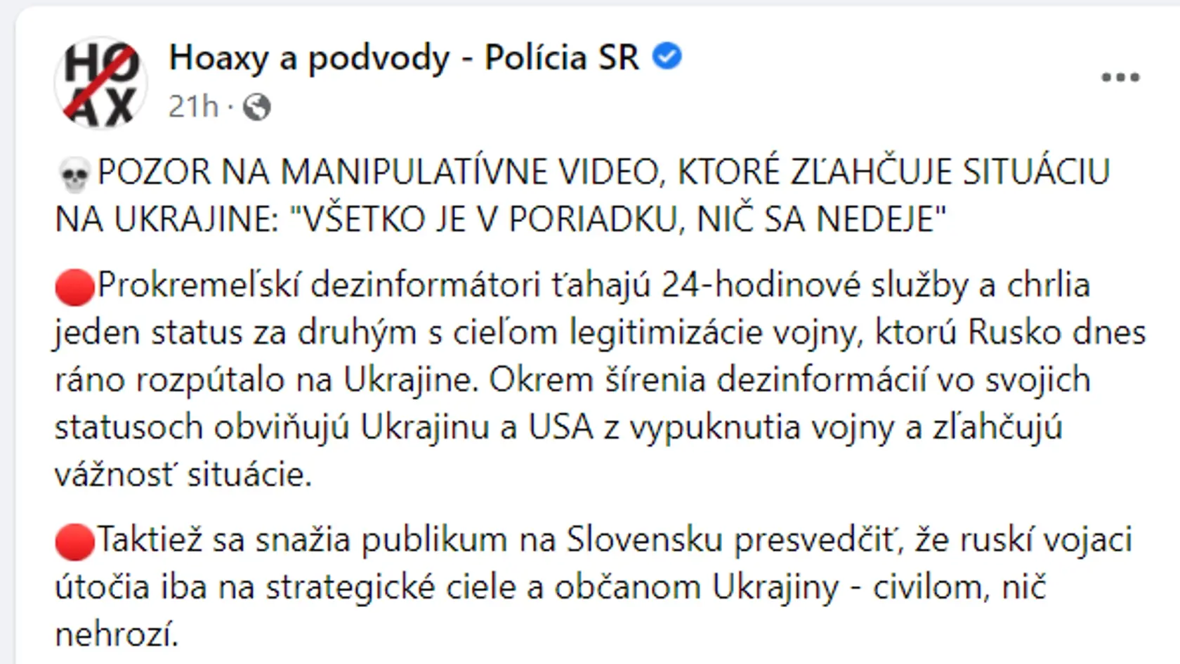 Aj pred týmito hoaxami varuje polícia na sociálnej sieti. Ide o výmysly dezinformátorov.