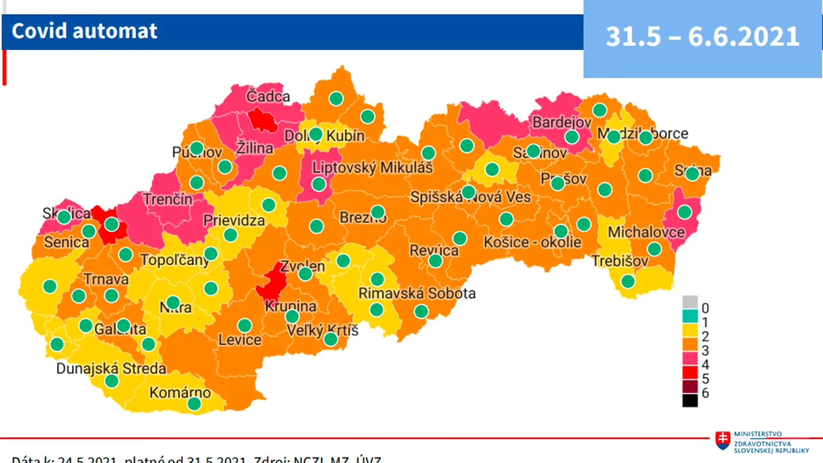 Ostanú už len tri červené okresy, drvivá väčšina Slovenska bude mať voľnejšie opatrenia.