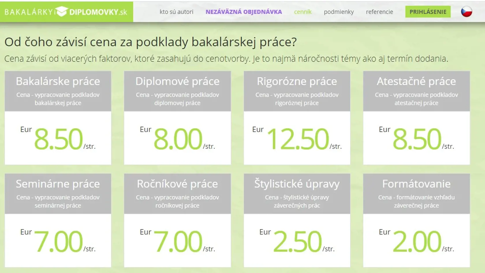 Stránky majú dokonca zverejnené cenníky, koľko u nich napísanie práce stojí.