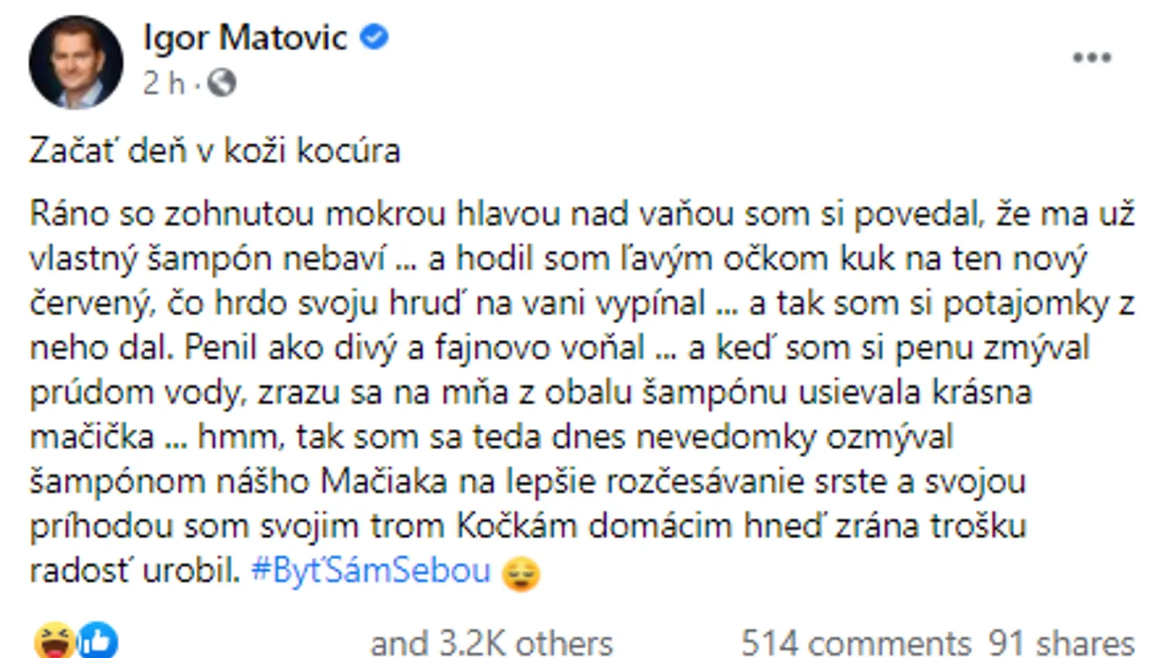 Expremiér Igor Matovič sa o svojom trapase informoval aj na sociálnej sieti.