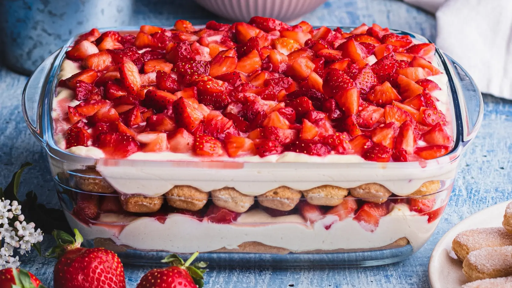 Jahodové tiramisu s tvarohom