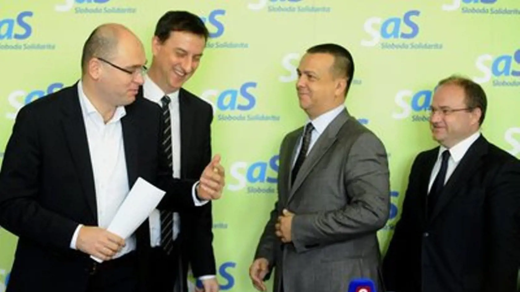 Na snímke zľava: Richard Sulík, Daniel Krajcer, Juraj Miškov, Jozef Mihál.