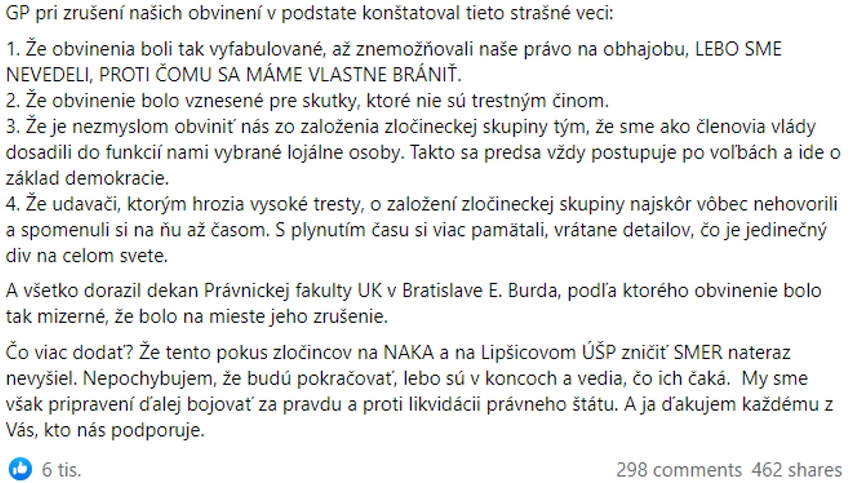 Šéf Smeru Robert Fico a jeho vyjadrenie po tom, ako bol v kauze Súmrak zbavený obvinenia. Časť 2/2.