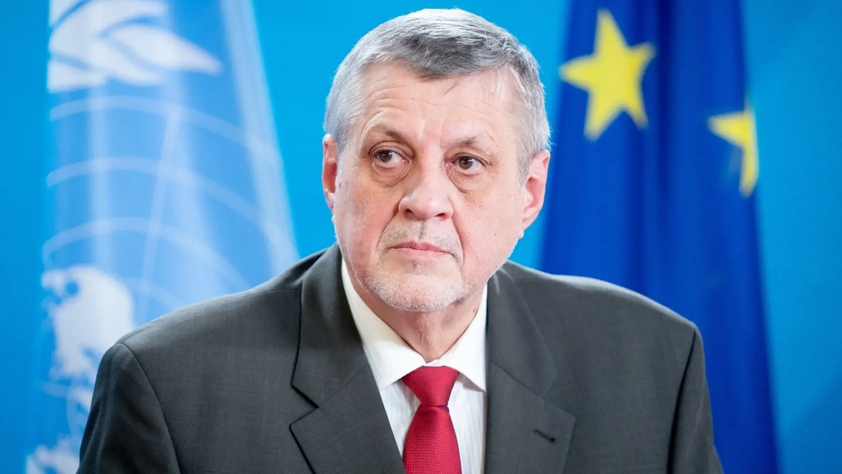 Ján Kubiš počas tlačovej konferencie s nemeckým ministrom zahraničných vecí Heikom Maasom na pôde rezortu diplomacie v Berlíne vo štvrtok 18. marca 2021.