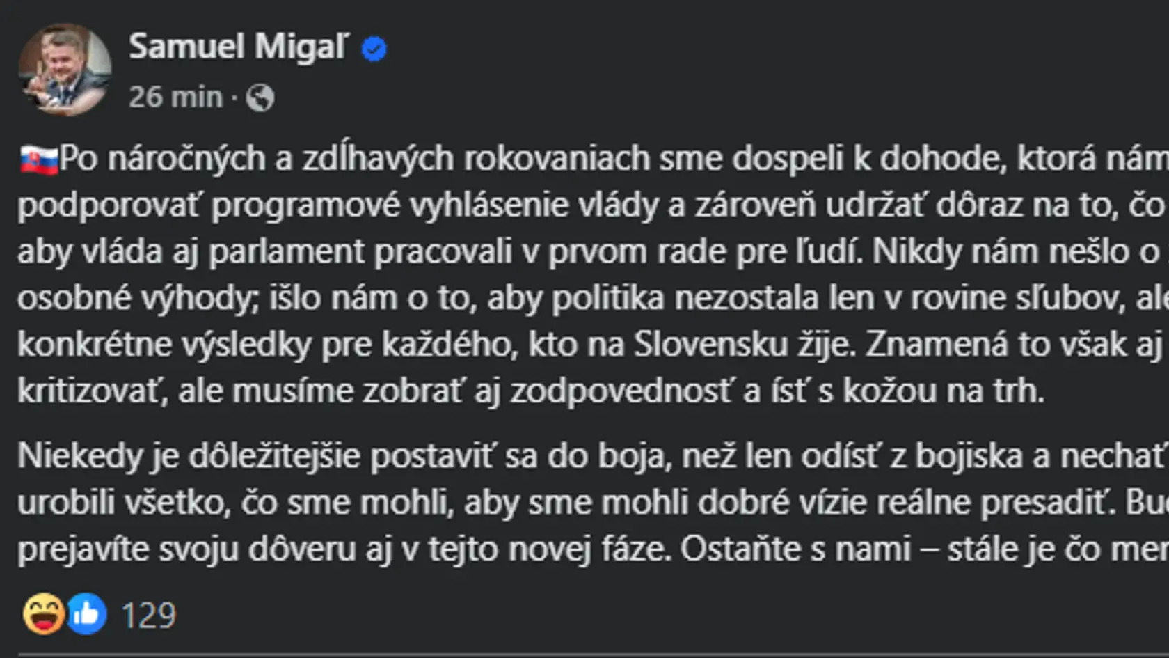 Status Migaľa po podpise dohody s Ficom.