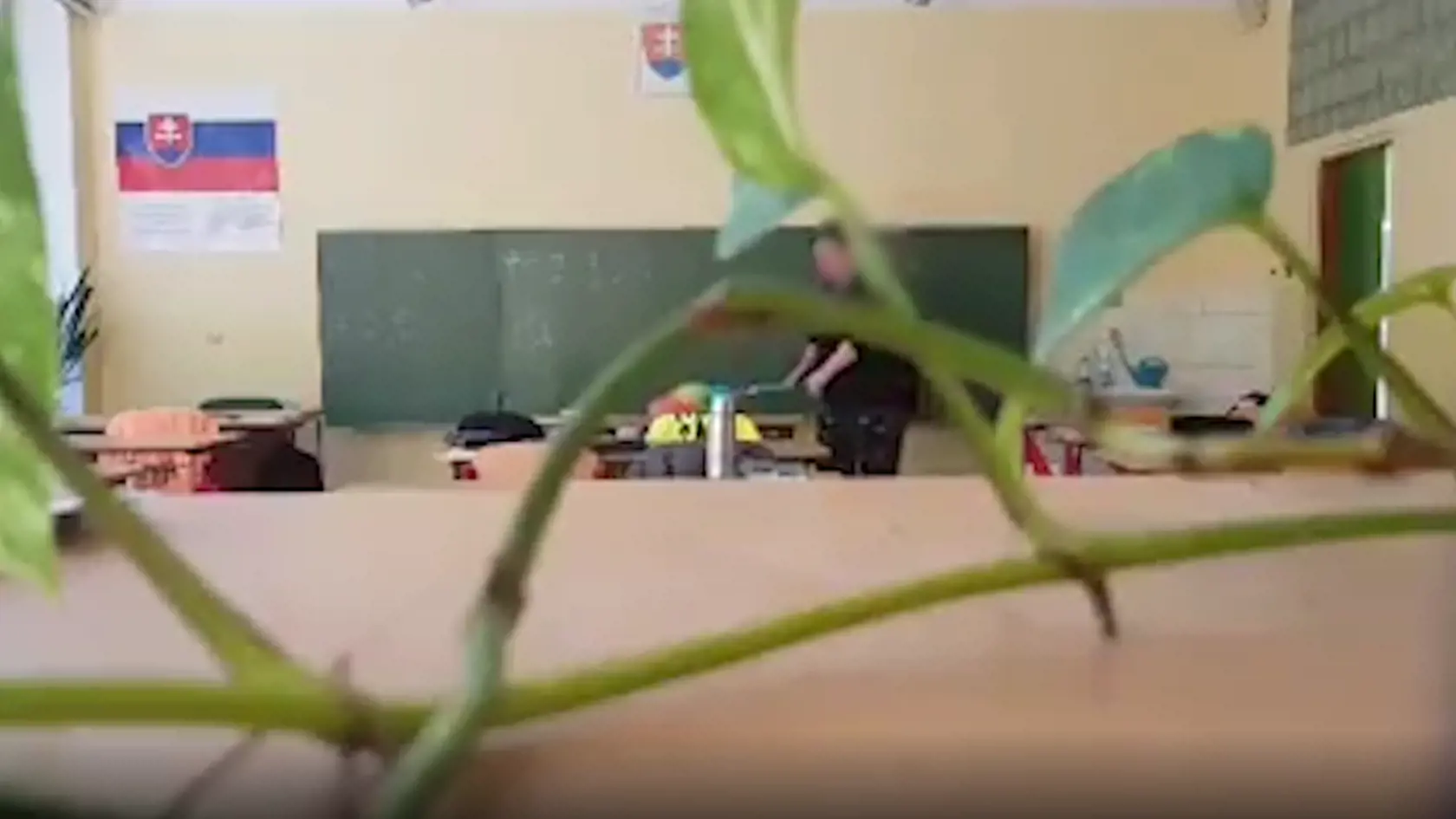 Chvíľu sa tvárila, že upratuje.