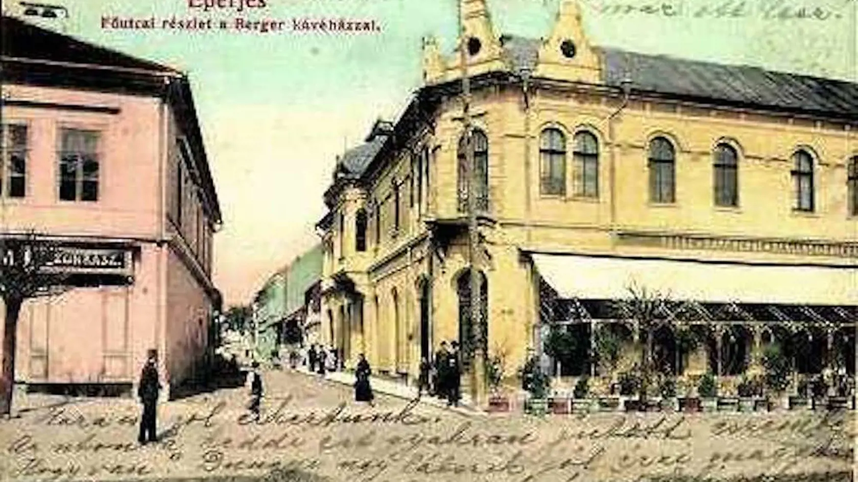 Kaviareň a hotel Berger stál na rohu Hlavnej a Ružovej ulice. 